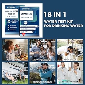 Home Water Testing Kits for Drinking Water: 18 in 1 200 Strips + 5 Bacteria Tests Kit- Well Tap Home Water Test Strips for Lead Bacteria Fluoride Hardness Iron pH and More