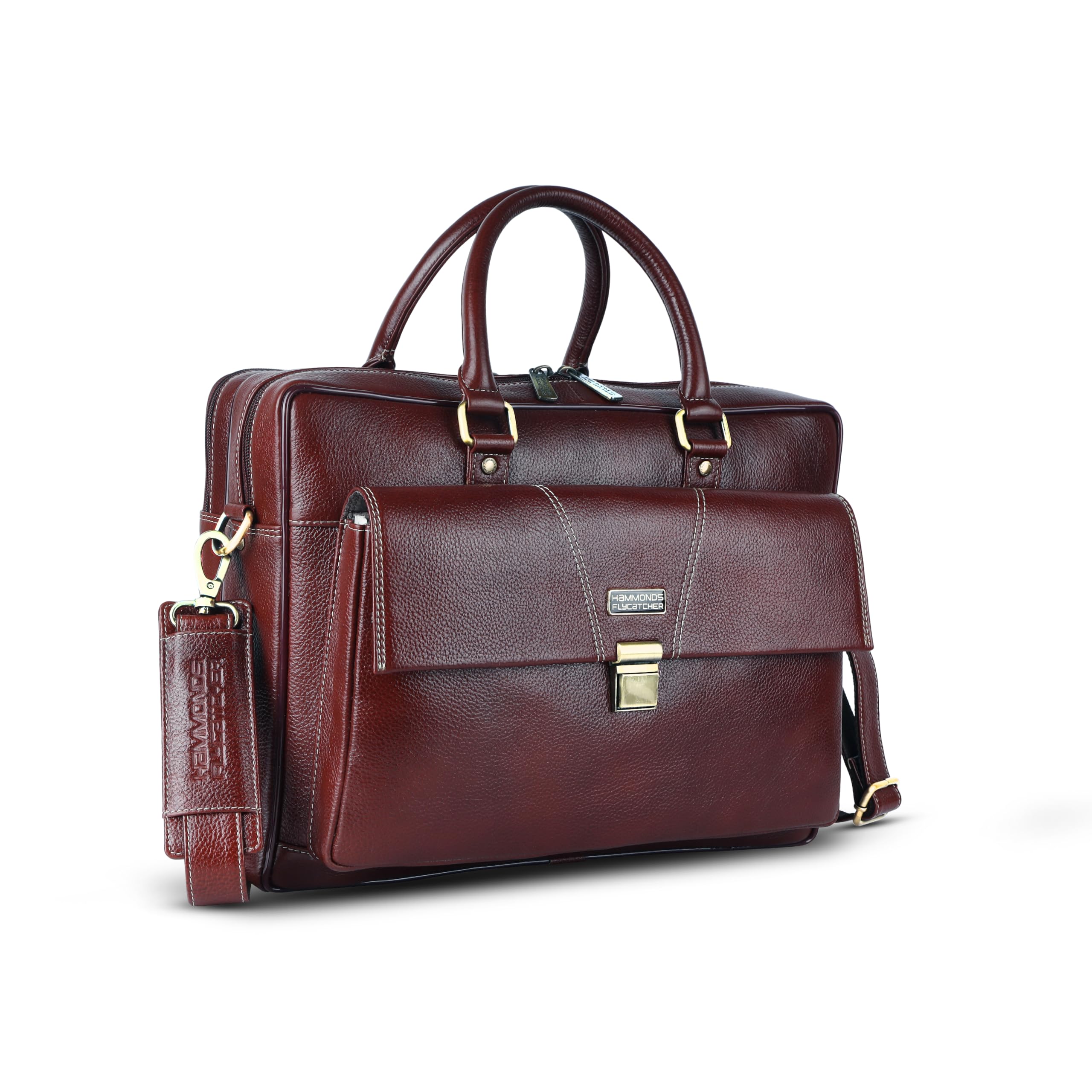 hammonds flycatcher Genuine Leather Office Bag for Men, 15.6 Inch Laptop Bag for Men, Adjustable Strap, Multi-Compartments, Trolley Strap, 1 Year Warranty-picture-24