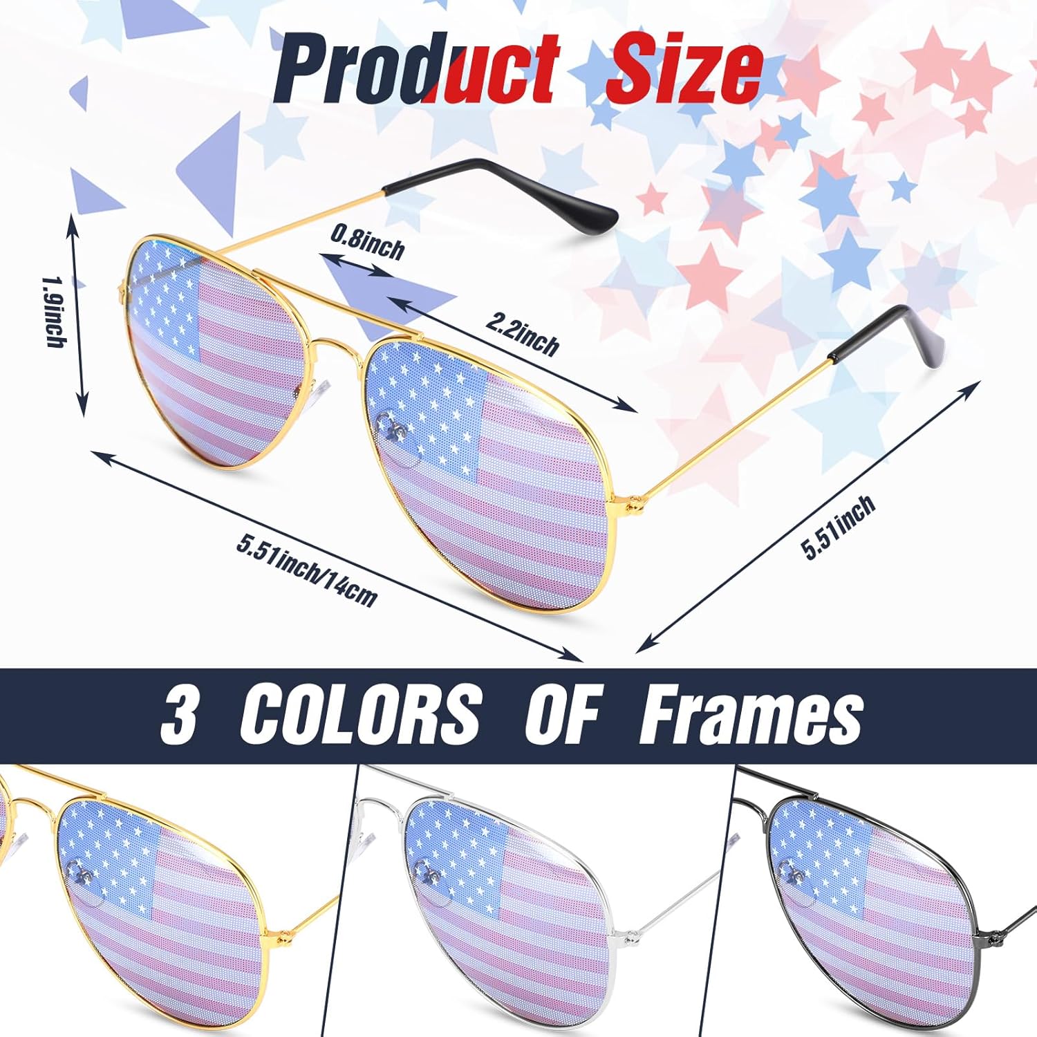 Mepase 6 Pcs 4th of July American Flag Cowboy Hat 250th Anniversary Sunglasses Include 3 Patriotic Cowboy Hat 3 Vintage American Flag Glass for Independence Day Costume