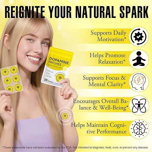 Miniatura 3 de Parches de dopamina, apoyo al estado de ánimo y la positividad, fórmula a base de plantas, apoya el equilibrio de dopamina y serotonina, 30 parches