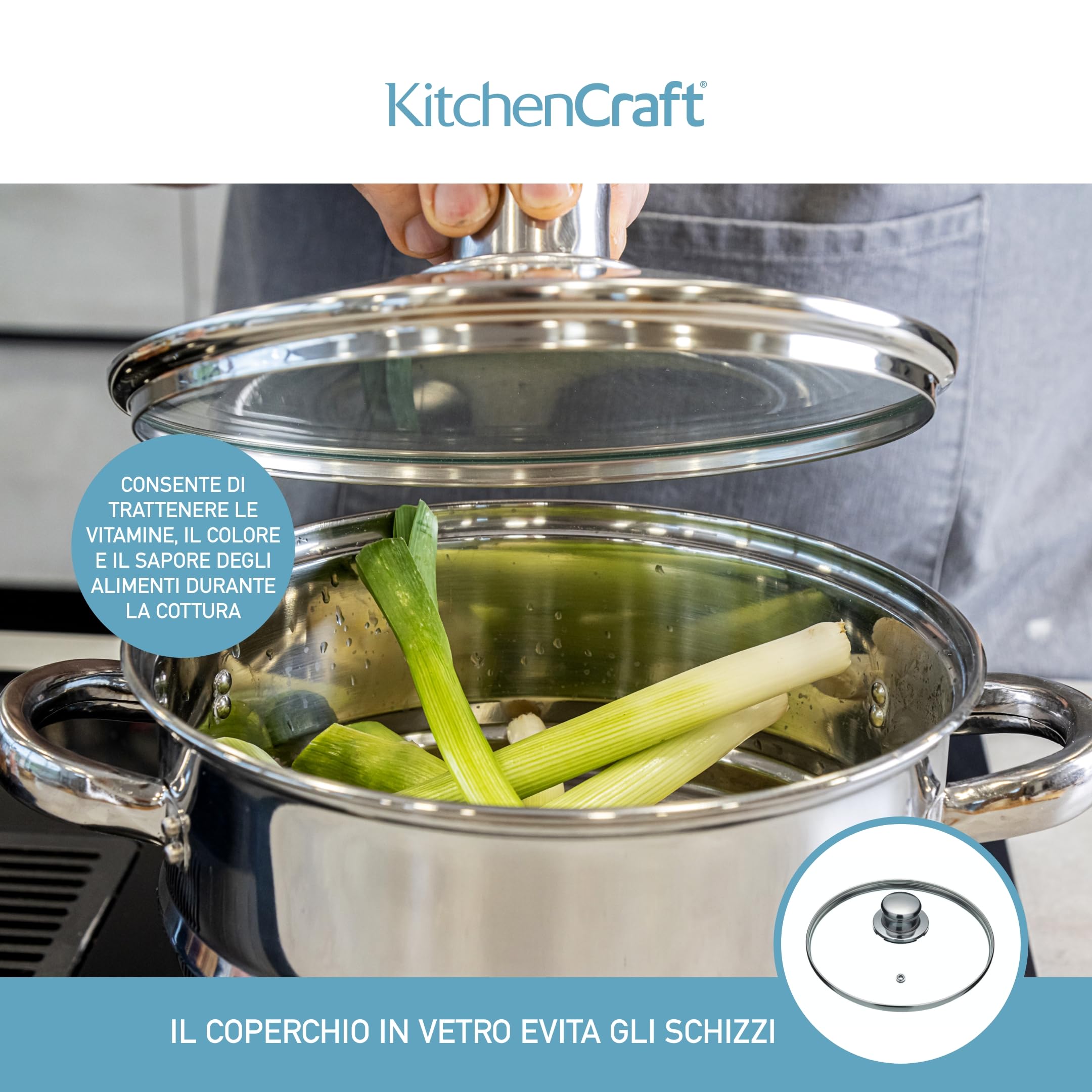 Kitchen Craft Clearview - Vaporiera Universale in Acciaio Inox