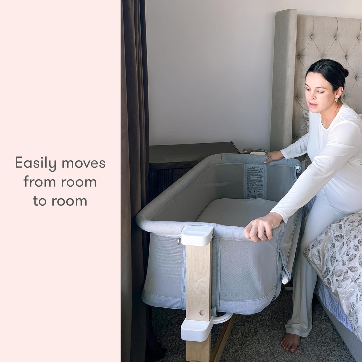 Solid Birch Adjustable Height Bassinet with Breathable Mattress