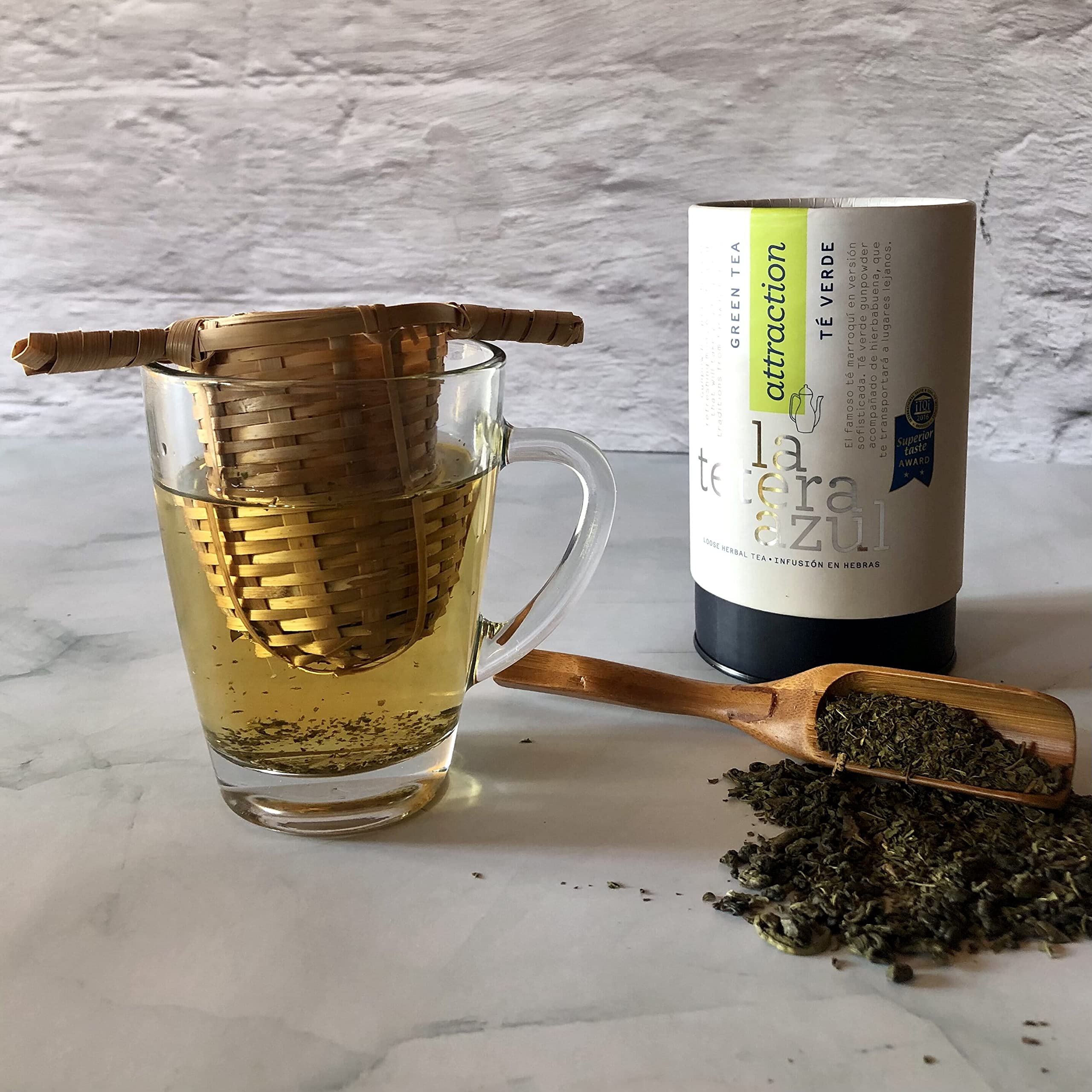 LA TETERA AZUL Té Verde Premium Gunpowder Con Hierbabuena. Té Verde Árabe Moruno Marroquí. Bote A Granel De 170 Gramos Para 68 Infusiones. — view 5