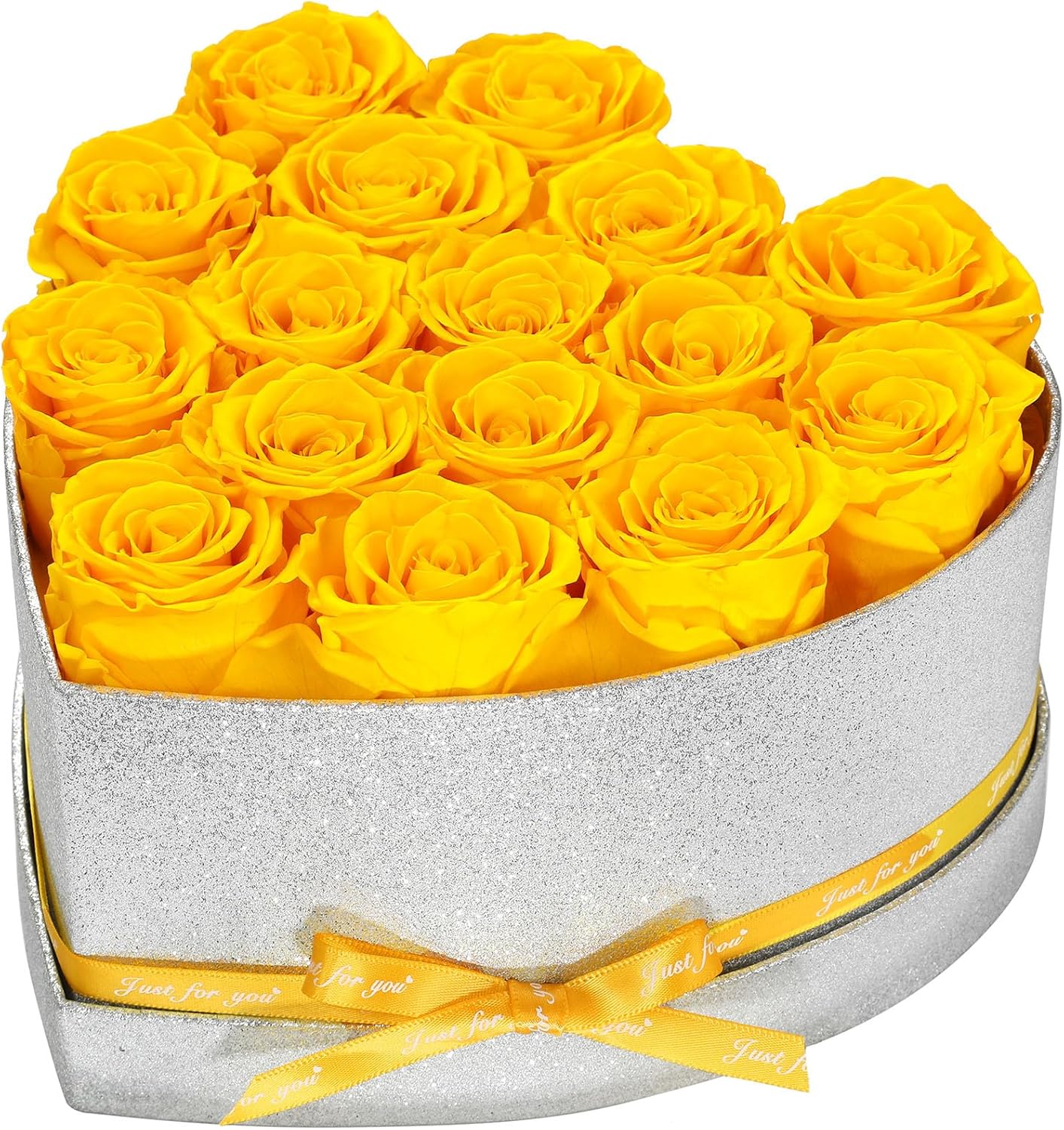 16 Forever Roses in a Box, Preserved Flowers for Delivery, Birthday Gifts for Women Her Mom Wife Girlfriend Grandma on Valentines Mothers Day Christmas Anniversary Yellow Rose
