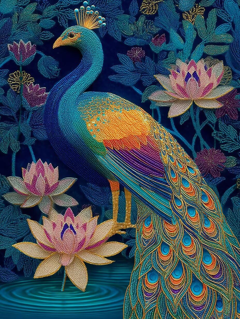 Puzzle pour Adults 2000 Pièces, Paon De Lotus, Jigsaw Bois de YHPGL4-530