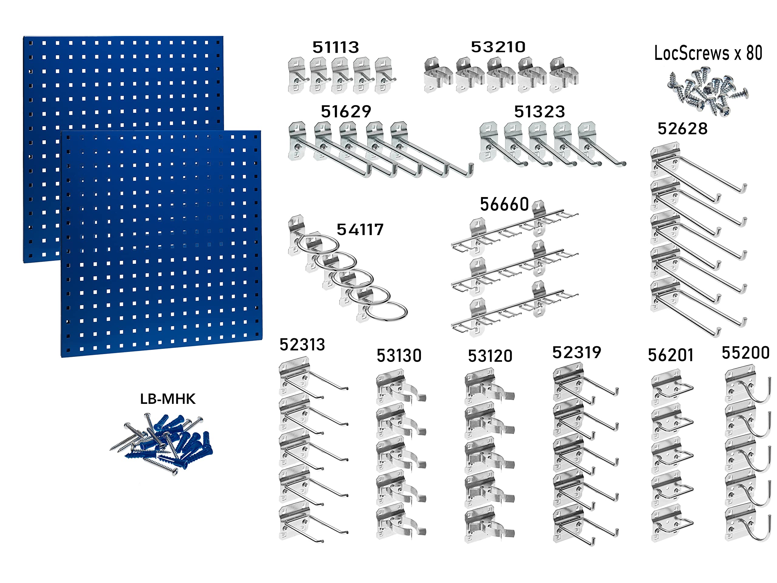 LocBoard LB1-BKit 18 Gauge Steel Square Hole Pegboards with 46