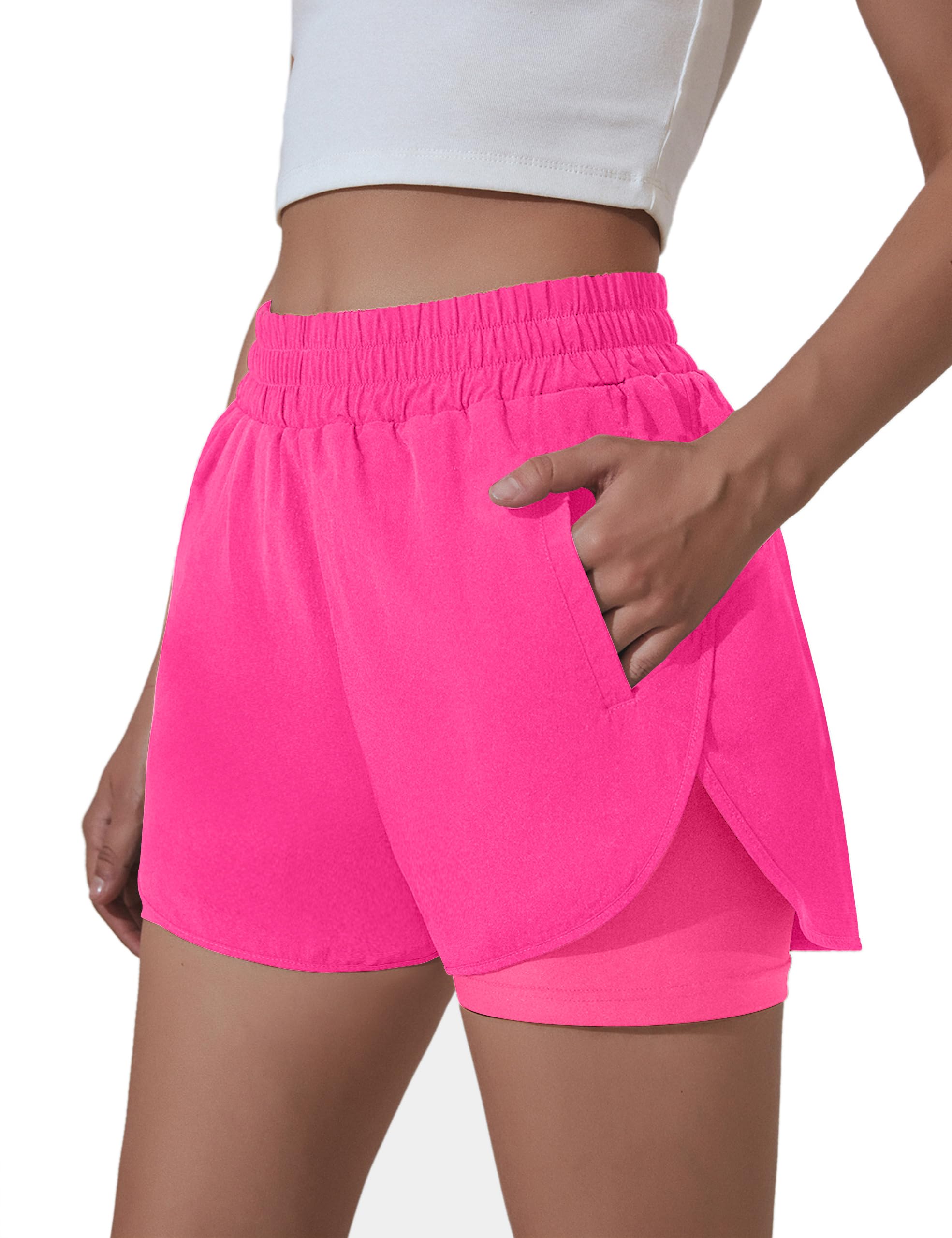  BMJL Women's Running Workout Shorts Elastic High Waist Pocket Quick Dry Comfortable Sport Shorts
| BMJL Women's Running