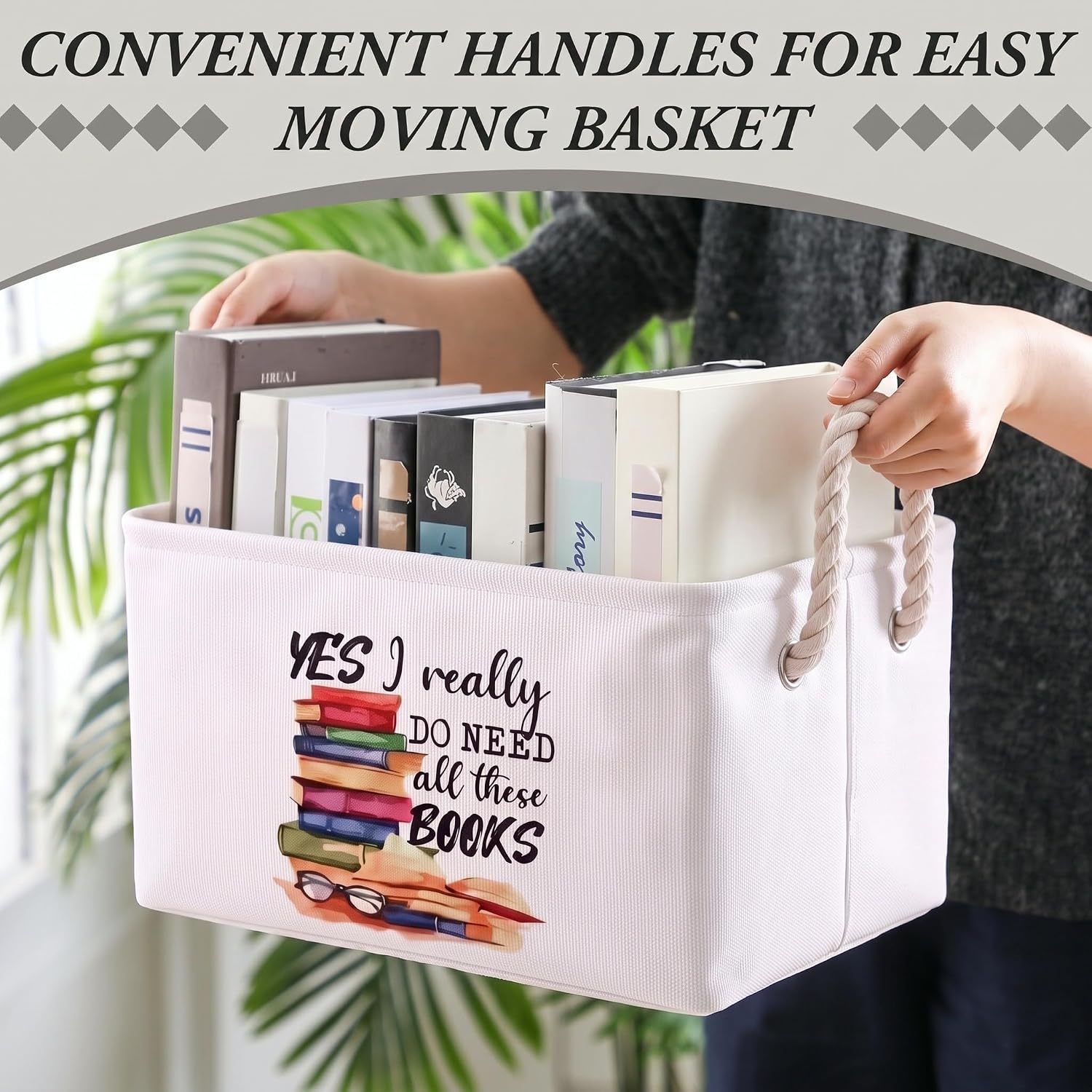 Marsui Book Lover Gifts Book Storage Basket Yes I Really Do Need All These Books List Storage Bin Bookish Accessories Bookworm Gift for Club Members Student Teacher Reading Accessories image 2