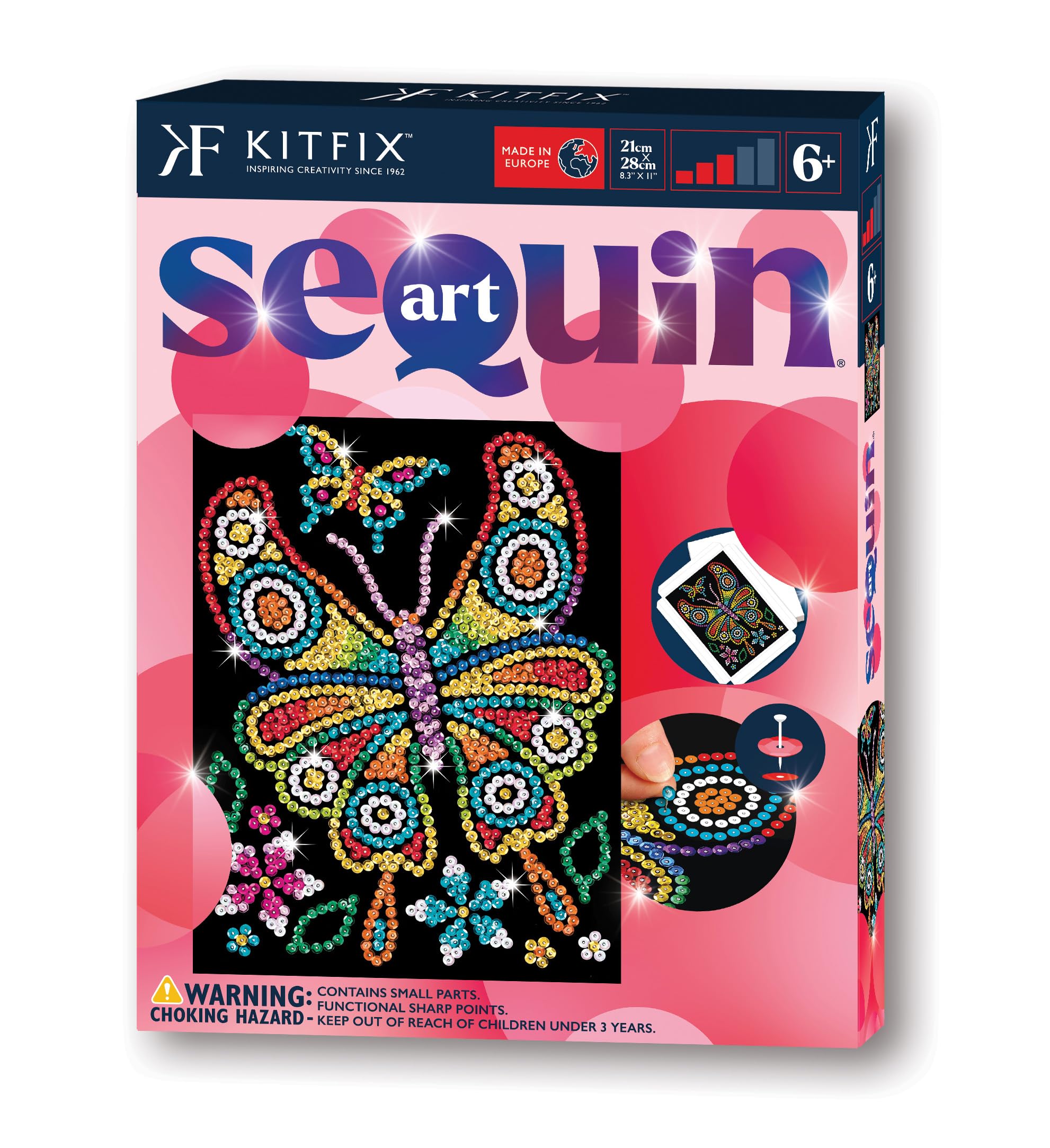Kitfix - Sequin Art Red - Amber Butterfly - Creative Set - 21 x 28cm - Craft Kit for Children and Adults Aged 6+ - 2201