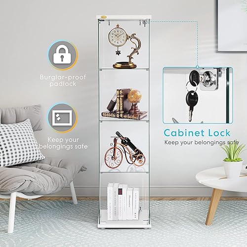 Miniatura 6 de VIVOHOME 4 capas de 157 pulgadas de ancho x 157 pulgadas de profundidad x 626 pulgadas de alto vitrina de vitrina de vitrina con cerradura vidrio