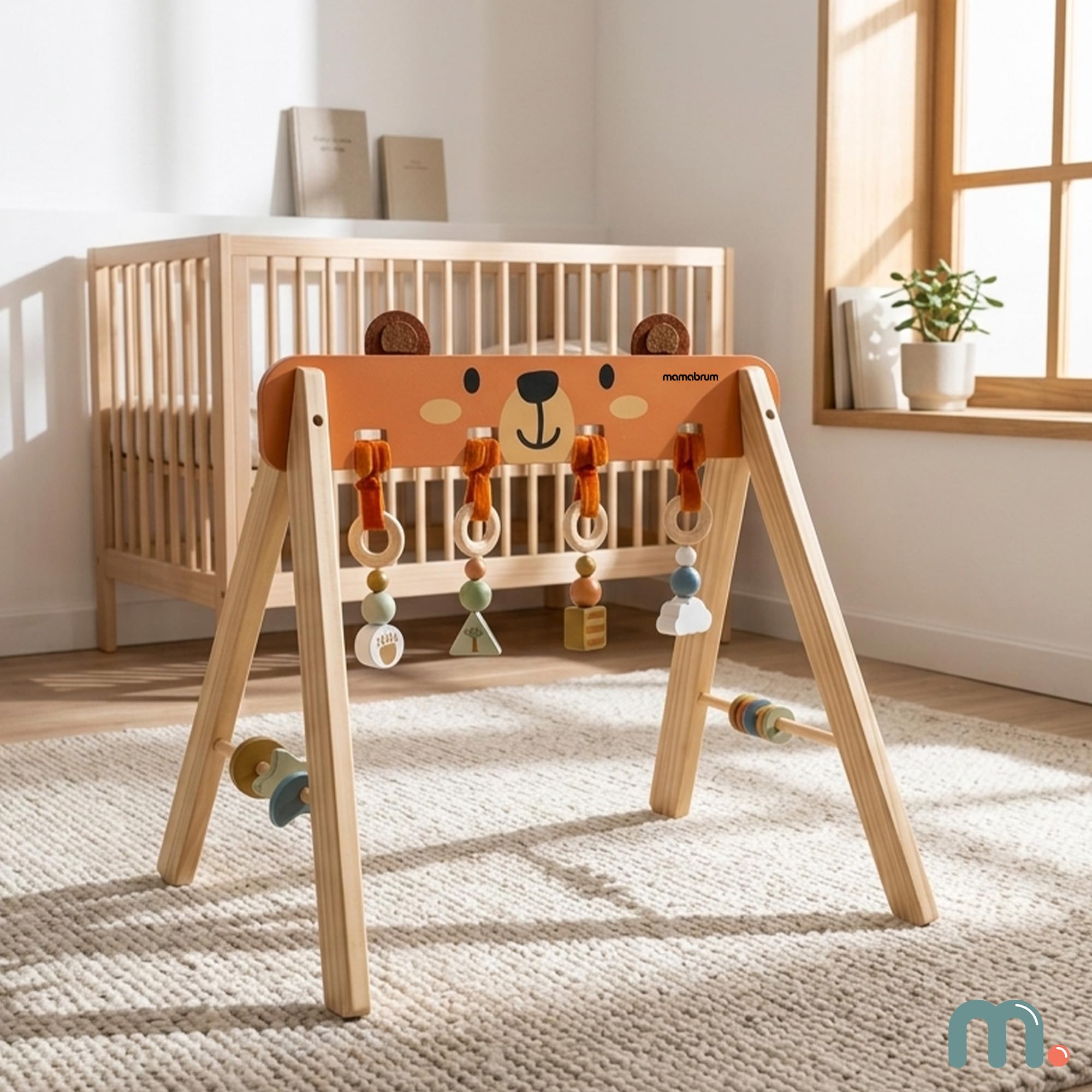 Mamabrum Support éducatif en bois pour bébé gymnastique sensorielle Montessori Motor Petit développement ours