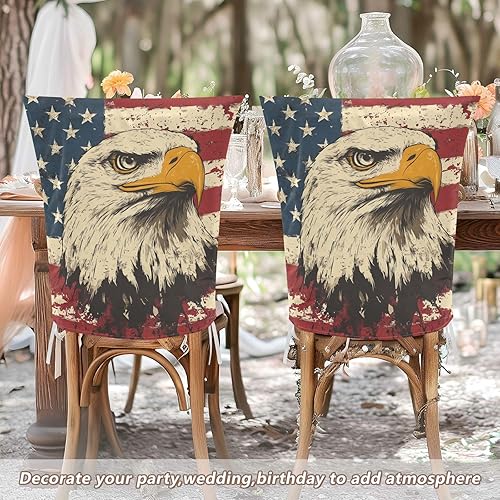 Miniatura 6 de 4th of July Independence Day White Bird Decorative Chairs Covers for Family Gatherings Soft 19.7x23.6in Chair Slipcovers covertores para sillas de