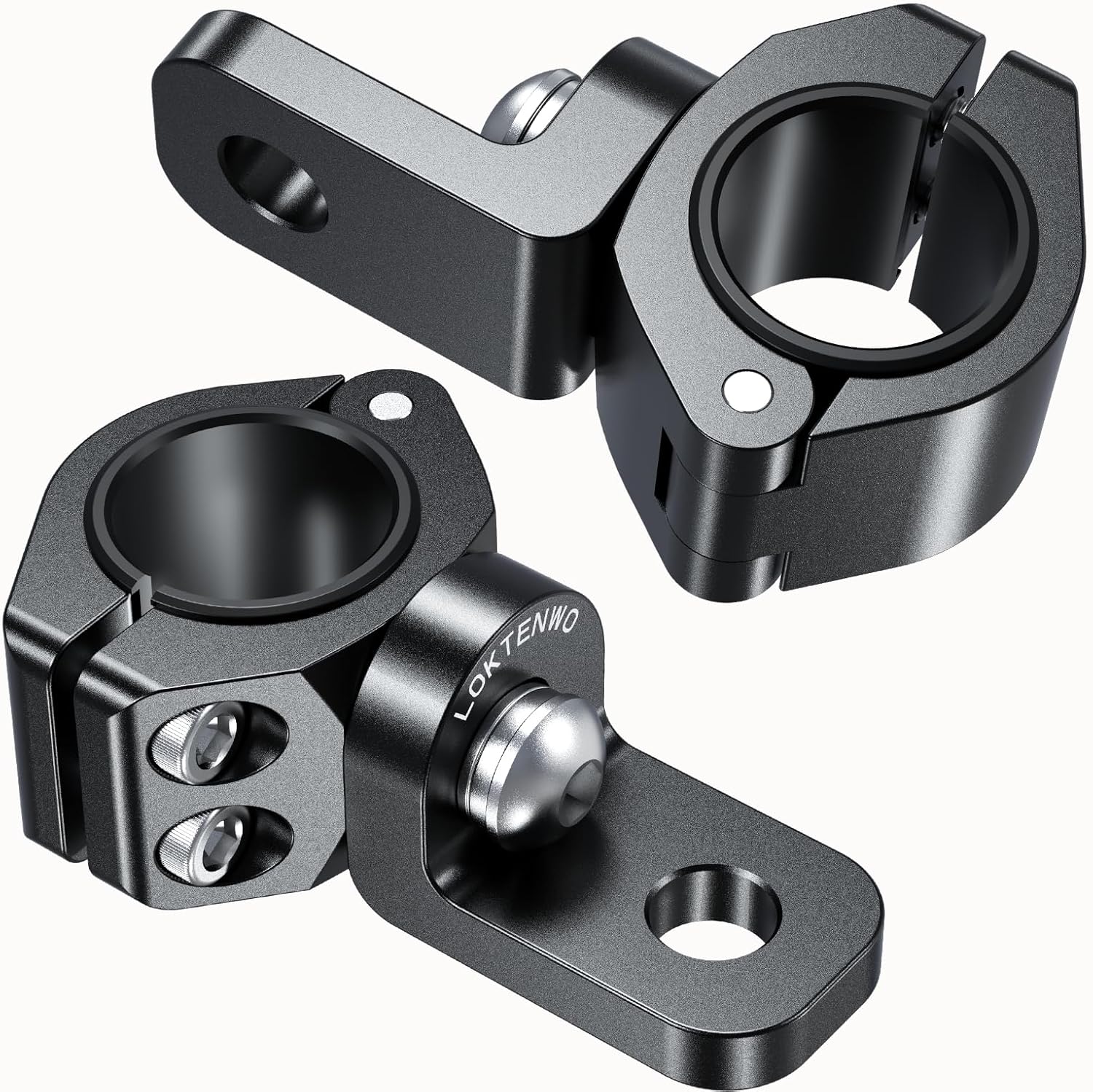 2PCS 360°Adjustable ATV Whip Light Mount, Heavy Duty CNC Light Bar Mounting Bracket for Motorcycle Golf Cart Universal 0.875''/1''/1.125''/1.26” Roll Cage