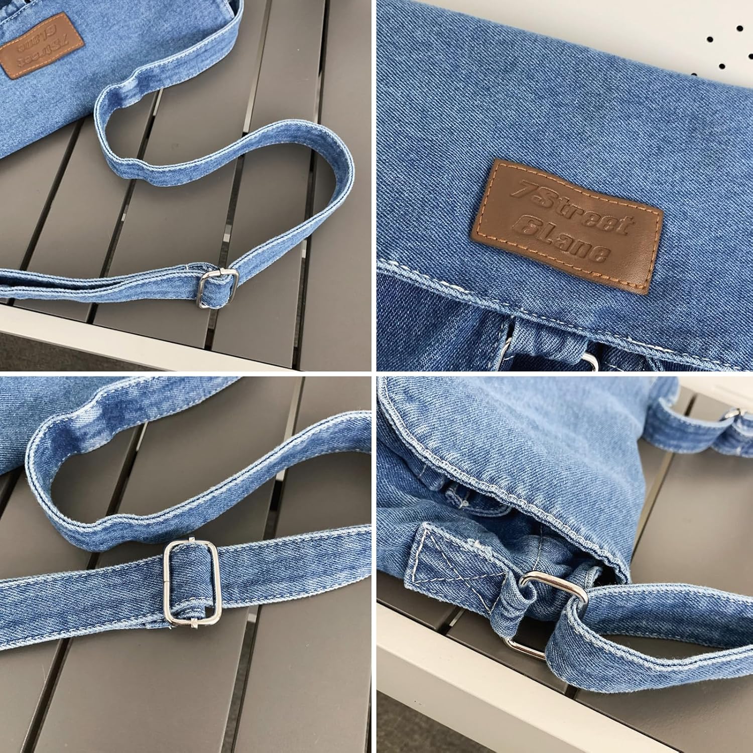 Denim Crossbody Bag Y2K Blue Jean Purses for Women Denim Purses and Handbags (Light Blue) - Image 4