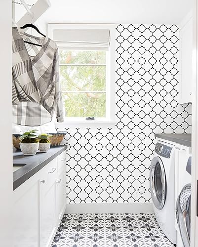 Miniatura 2 de Papel tapiz blanco y gris, papel de contacto con patrón gris oscuro, papel tapiz autoadhesivo geométrico, papel tapiz autoadhesivo moderno, papel de