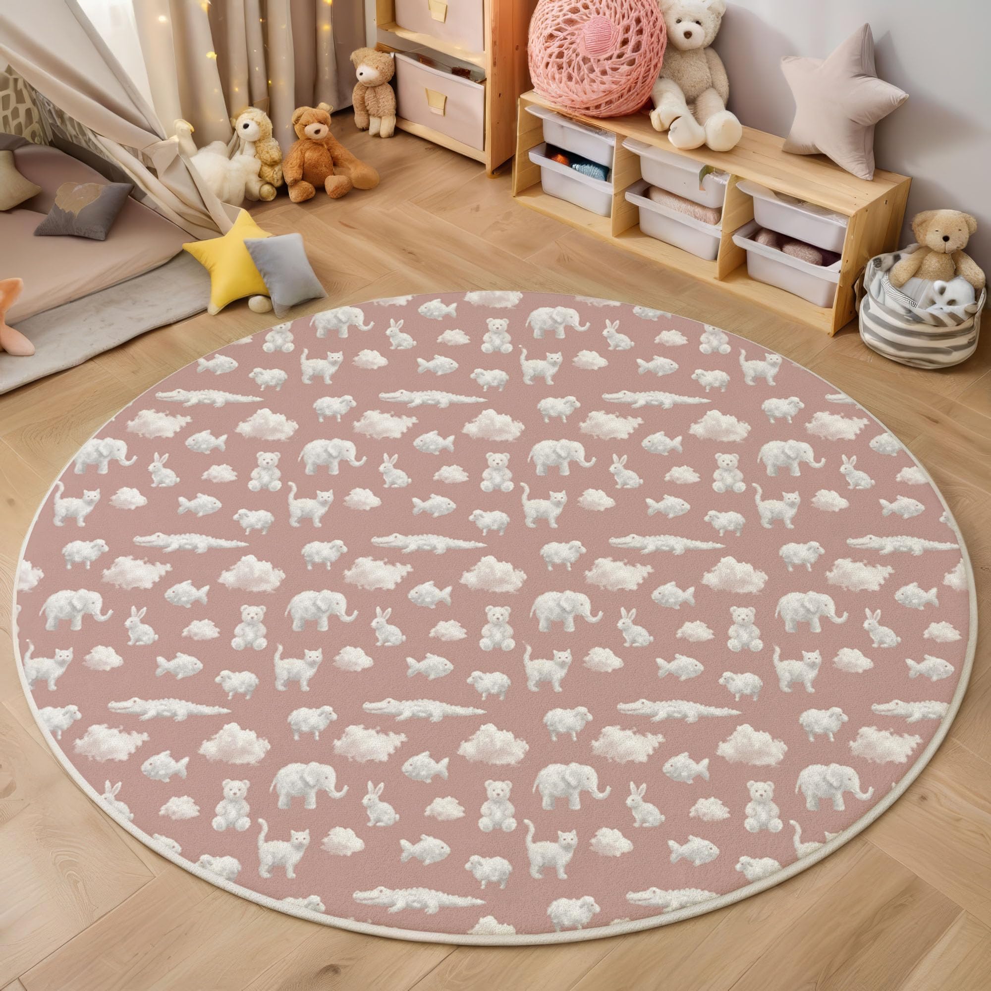 Tapis Animaux De Dessin Animé Mignons Rond 160cm