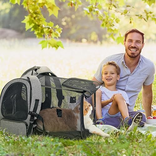 Miniatura 8 de Petsfit Mochila transportadora para perros, mochilas para gatos expandibles con gran ventilación, alfombrilla de forro polar, perfecta para