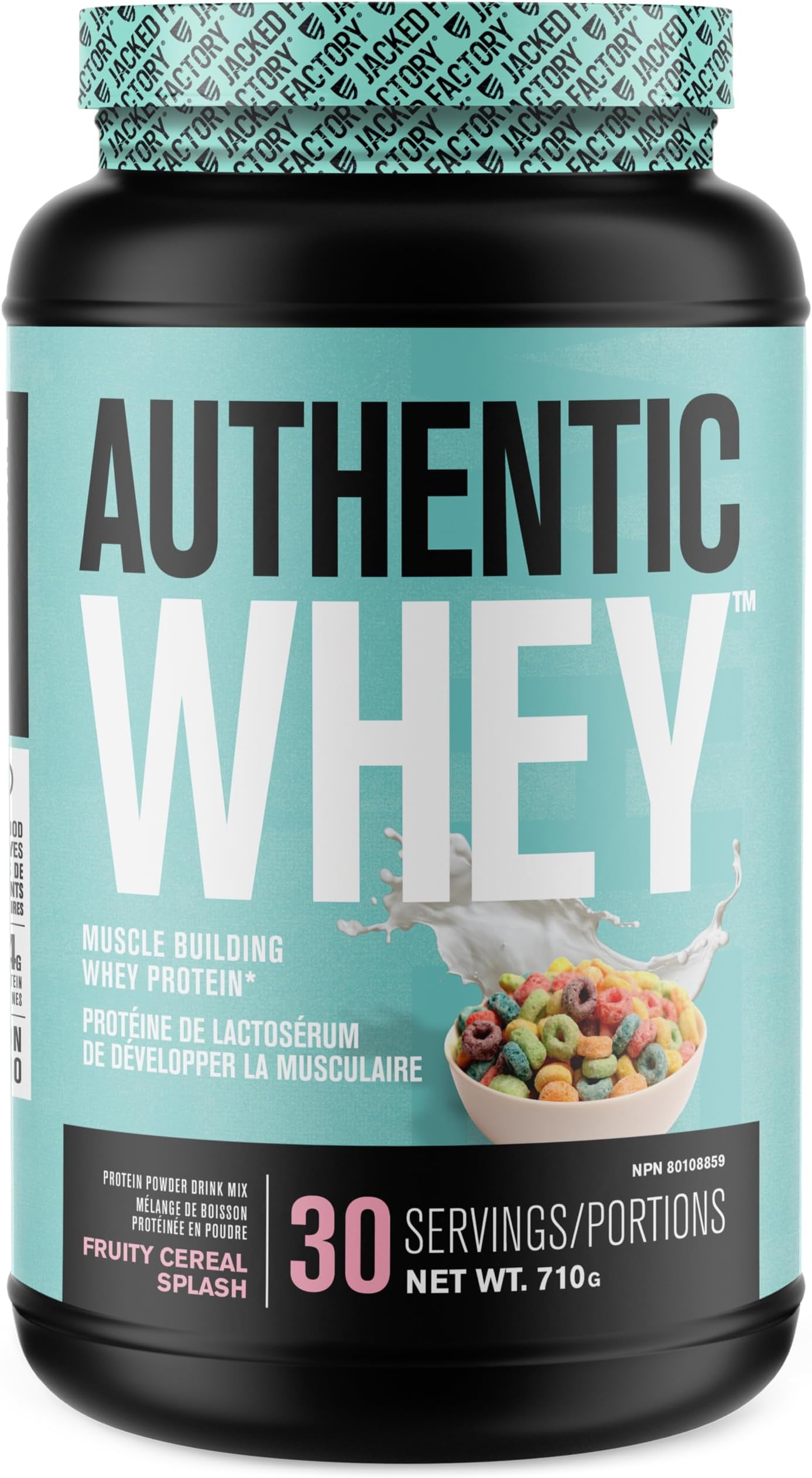 Jacked Factory Authentic Whey Muscle Building Whey Protein Powder - Low Carb, Non-GMO, No Fillers, Mixes Perfectly - Fruity Cereal Splash Flavor
