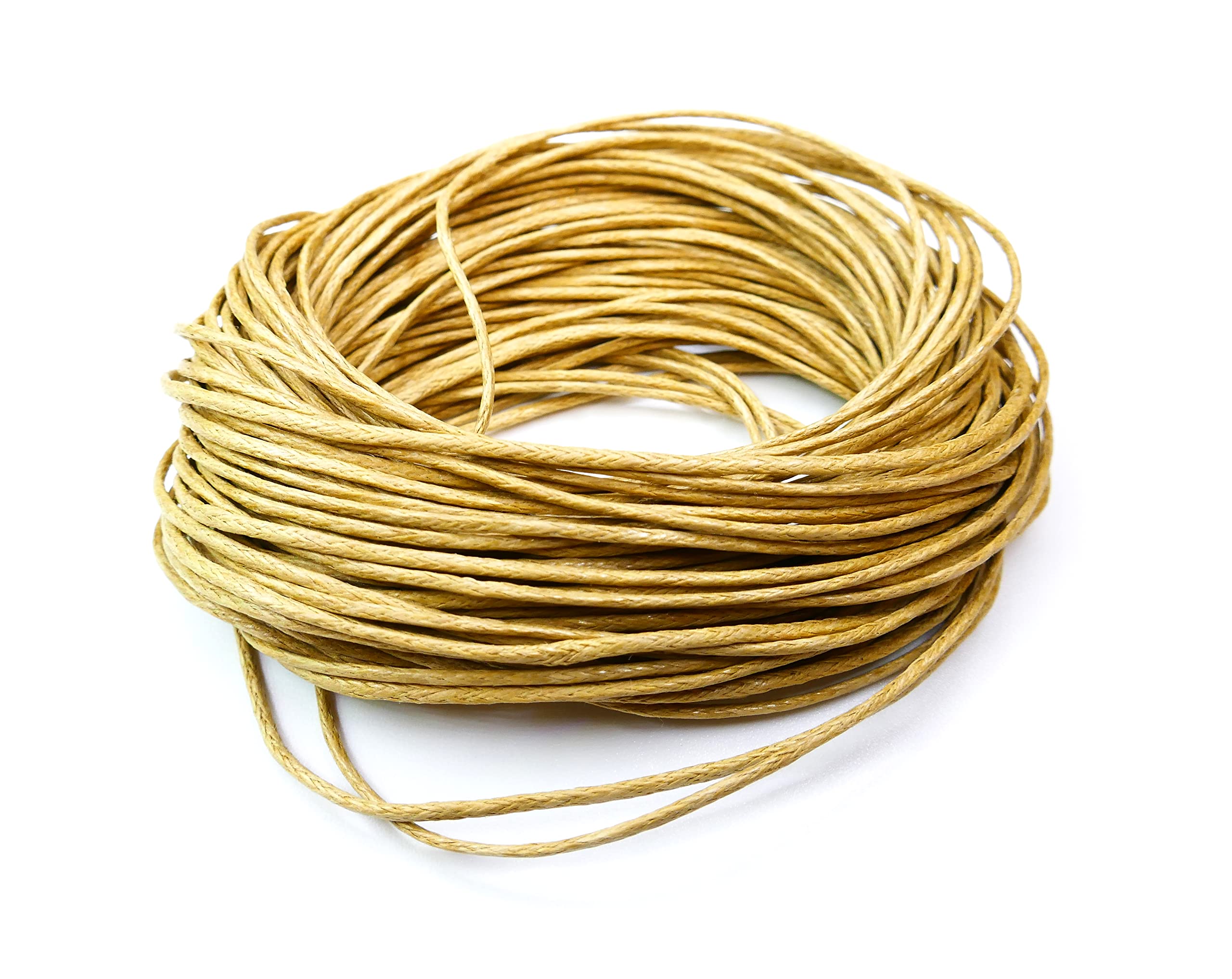 Julz Beads Beige Waxed Cotton Cord - 1Mm - Sand Brown - Strong Flexible - P00847 10M
