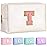 TOPEAST Preppy Stuff for Girls, Initial Makeup Bag Chenille Letter Pouch Cosmetic Bag with Zipper, PU Leather Waterproof Toiletry Bag, Cute Stuff Birthday Gift for Friends Sister (Pearly White T)