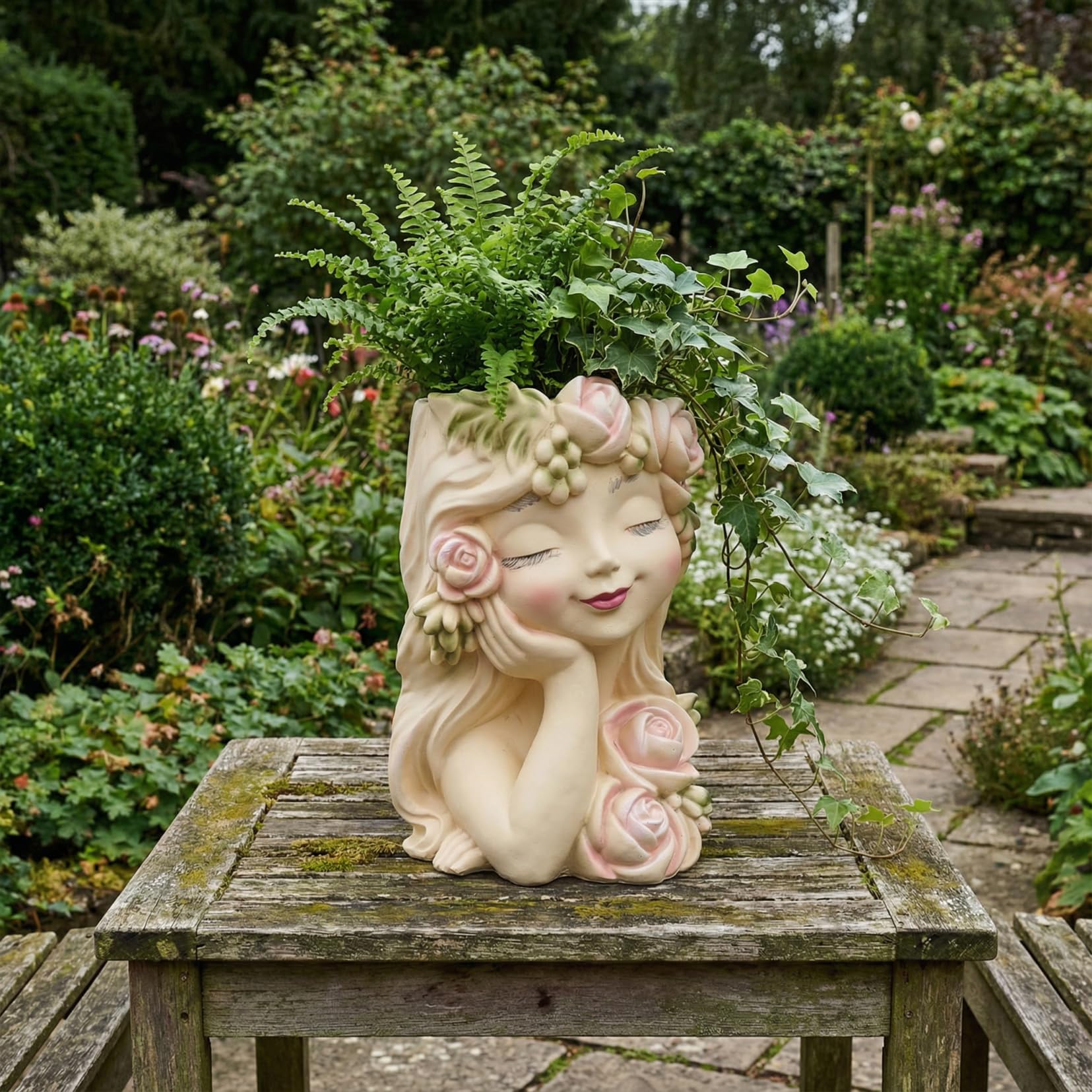 Elenon Maceta de cara para suculentas para interiores y exteriores con agujero de drenaje, decoración única para el hogar y jardín, maceta de resina, bonita maceta de tortuga, idea de regalo para los
