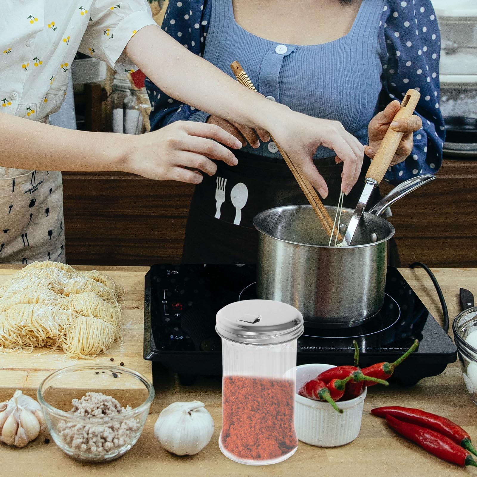 Set de 4 Frascos de Condimentos de Vidrio 330 Ml, Salero y Pimentero con Tapa Hardeman, Dispensadores Sellados para Cocina, Recipientes para Especias Multifuncionales, Uso