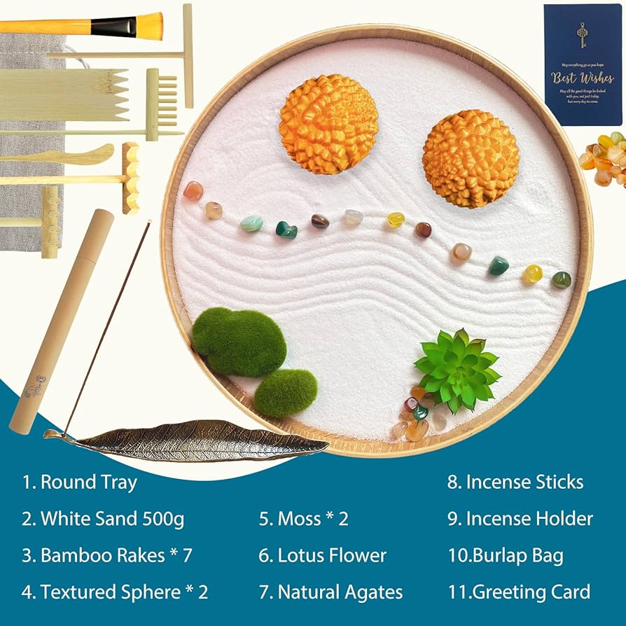 Amazon.com: Threeheng Japanese Zen Garden Kit for Desk, Bamboo