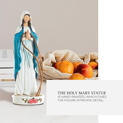 Miniatura 6 de Estatua de soporte para rosario de Virgen María, 8 pulgadas, decoración católica de Madonna Blessed Mother Mary, regalo de rosario para mujeres,