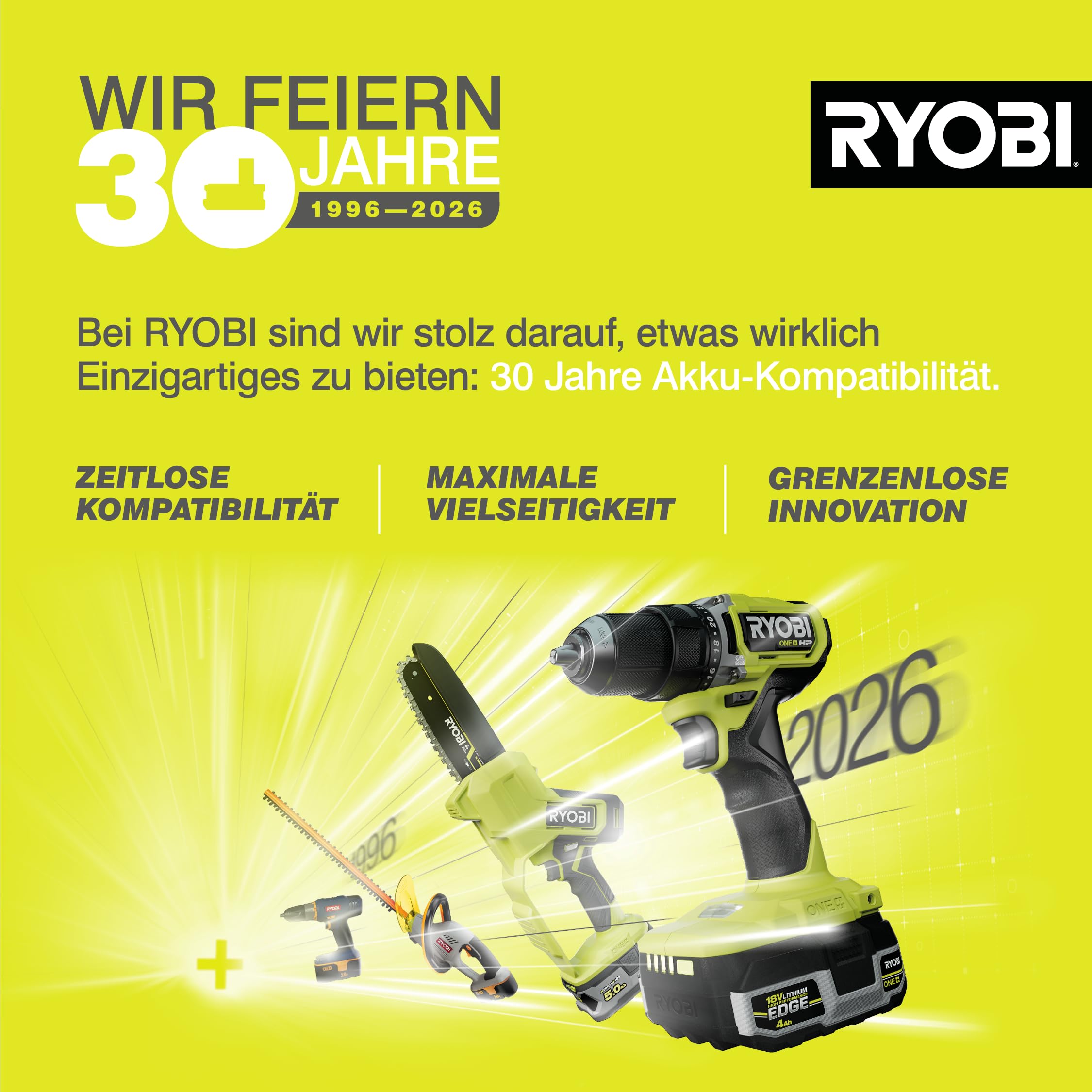 RYOBI 18 V ONE+ Akku-Rasenmäher OLM1833B, 33 cm Schnittbreite