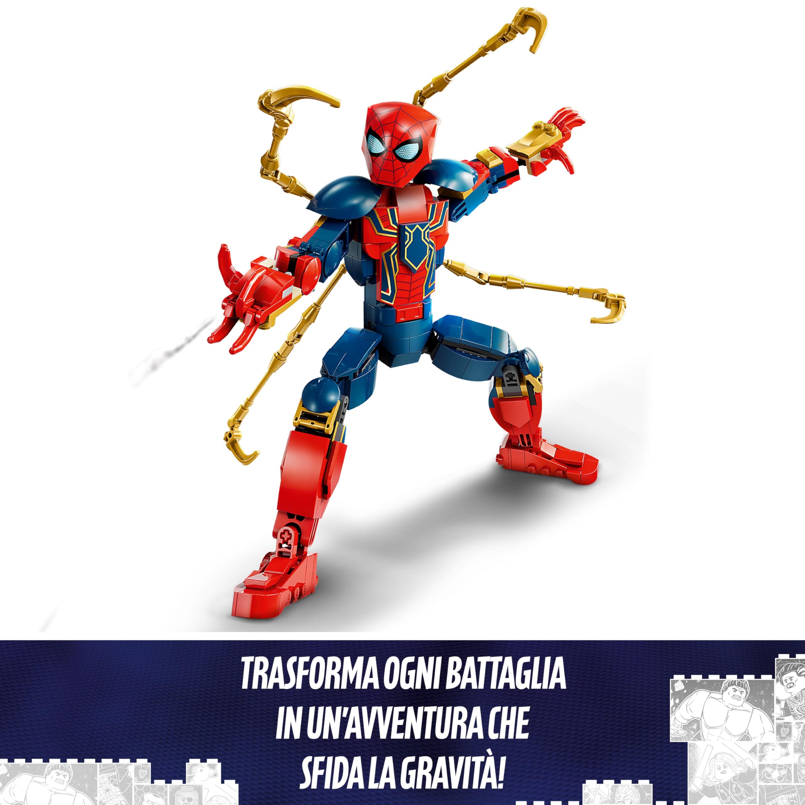 LEGO | Marvel Personaggio Costruibile di Iron Spider-Man, Gioco d'Azione per Bambini e Bambine da 8 Anni con Supereroe Snodabile, Action Figure con 4 Braccia Extra, Idea Regalo da Collezione 76298