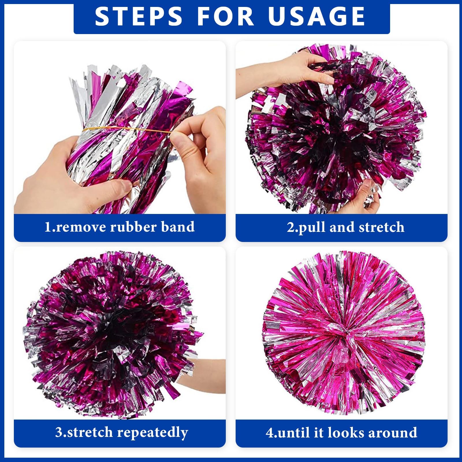 Lot de 20 pompons de pom-pom girl, 35cm, pour équipes sportives, entraînements de danse et fêtes, avec poignées. (Couleur or)