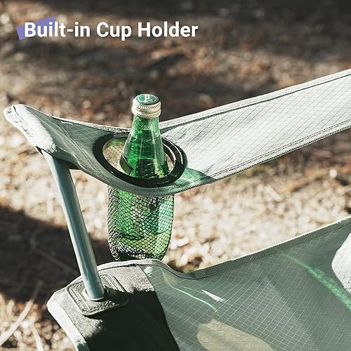 Miniatura 7 de Sillas de camping para césped, portátil, plegable, ligera, para adultos, con soporte para bebidas y bolsa enfriadora al aire libre para campamento,