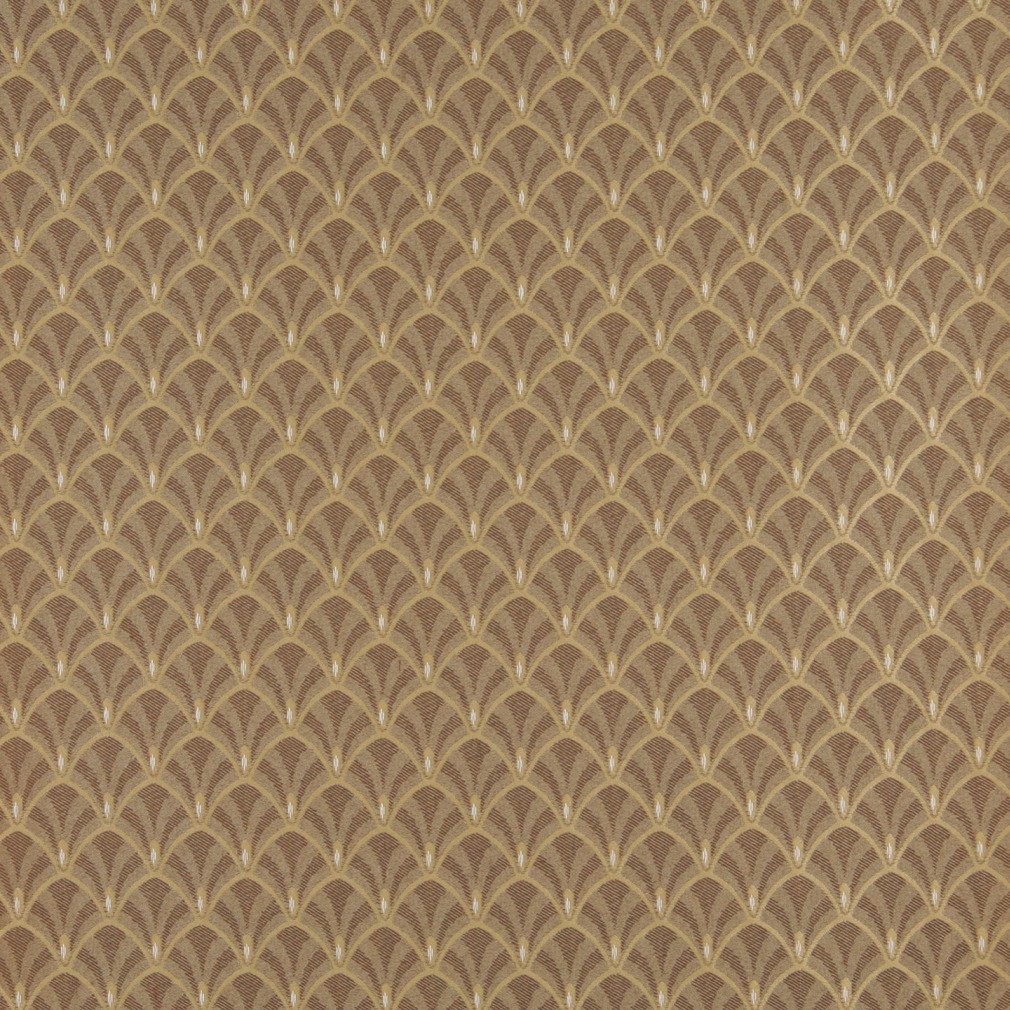 Discounted Designer Fabrics Brown and Beige Fan Jacquard Woven Upholstery Fabric by The Yard - SKU: Joplin Harvest