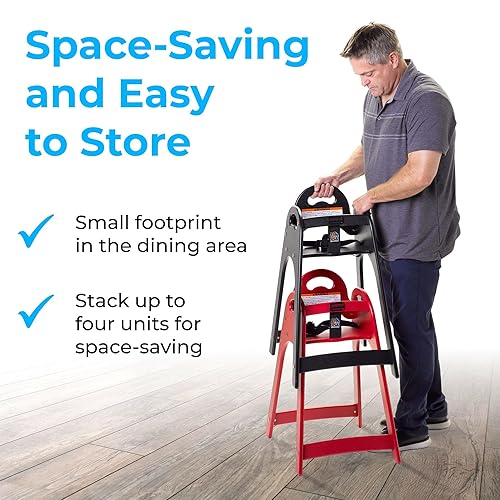 Miniatura 5 de Koala Kare Silla Alta de Diseño – Silla Alta Moderna, Duradera y Sanitaria para Restaurantes, Apilable Ahorradora de Espacio, Fácil de Limpiar, Rojo