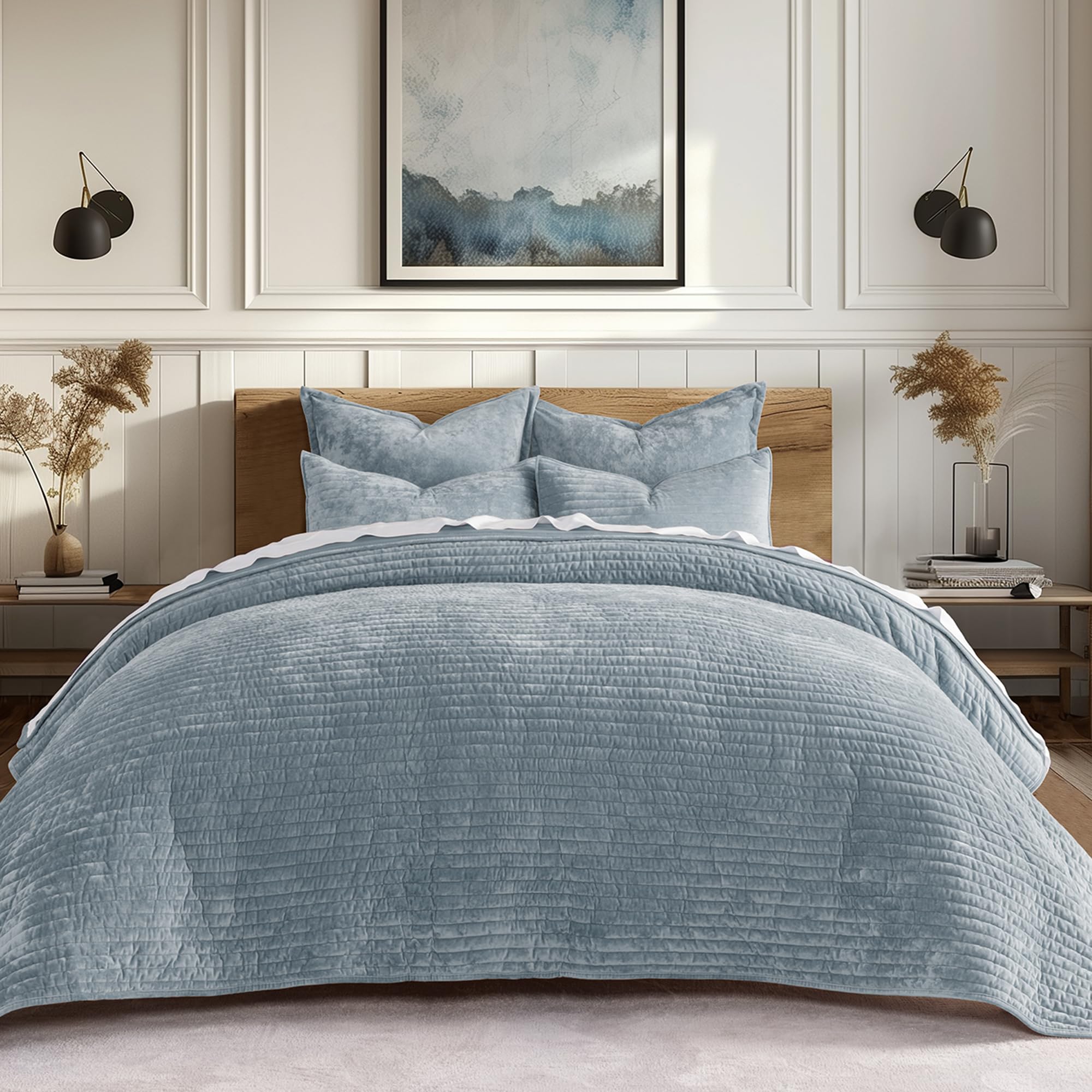EverGrace Velvet Quilt Set - Cal King Beige -26 EverGrace Velvet Quilt Set - Cal King Beige -26
