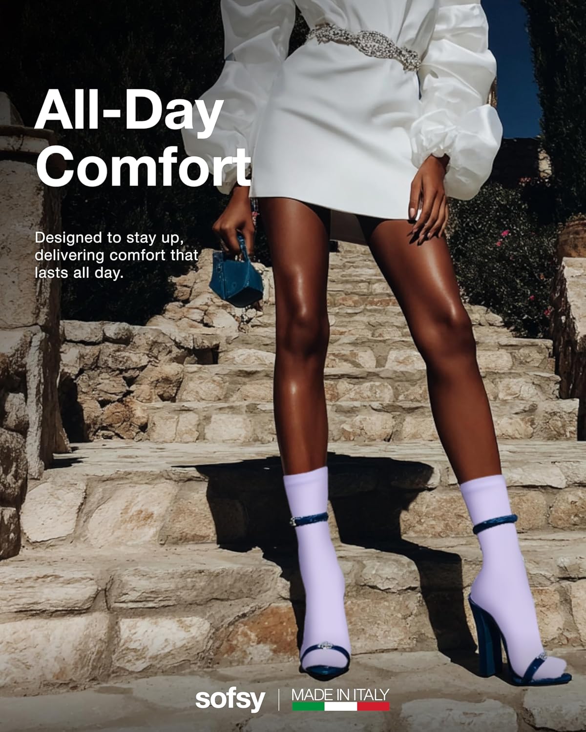 sofsy Italian High-Fashioned Ankle Socks - 40 Den Semi Sheer Nylon Stockings for Women | Durable, Soft, Low-Cut Design - Image 3