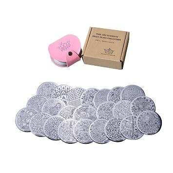PUEEN Nail Art Stamp Collection Set 24B-L STAMPING BUFFET - LEISURE - NEW Set of 24 All You Can Stamp Full Size Stamping Image Plates Manicure DIY Infinite Images With Your Creativity Now with