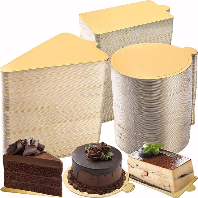 Dicunoy 300PCS Mini Cake Boards, 7.5cm Gold Circle Paper Cupcake Dessert Displays Base Tray, Mousse Cake Board Plates for Parties, Wedding, Birthday, Restaurant Buffet