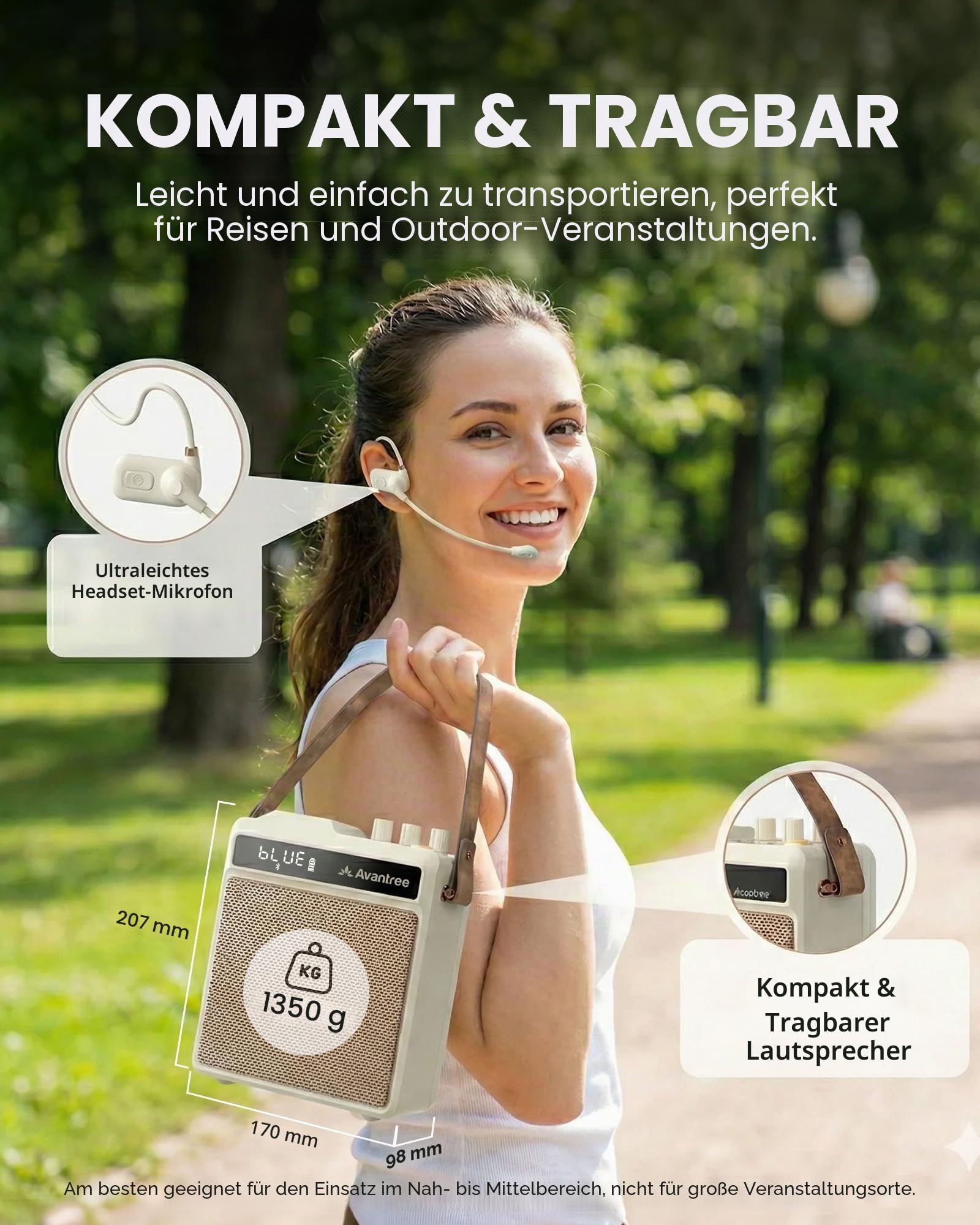 Avantree VoxAmp Duo - Tragbarer Kabellose Sprachverstärker, Doppeltes Mikrofon Und Lautsprecher Set Für Unterricht, Kleine Veranstaltungen & Partys, 30W Klare Stimme & Reicher Klang, 14H Akku