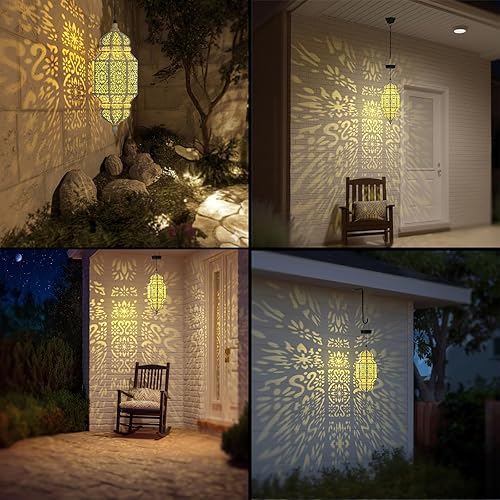 Vista 61 de Twinkya Luces solares colgantes para jardín al aire libre, farol solar impermeable, de metal, marroquí, decoración al aire libre para patio, camino