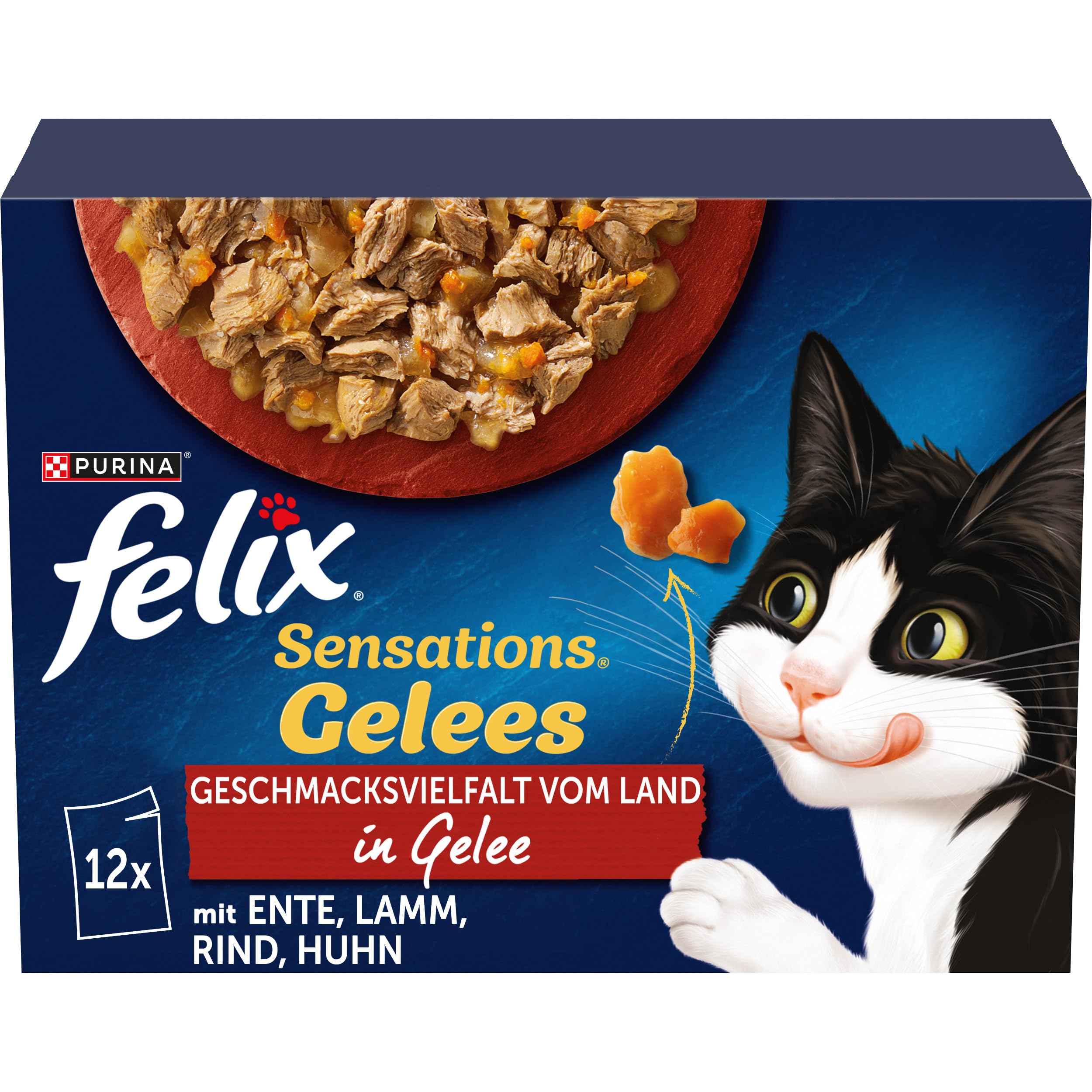 Felix Sensations Gelees Katzenfutter nass in Gelee, Sorten-Mix, 6er Pack (6 x 12 Beutel à 85g)