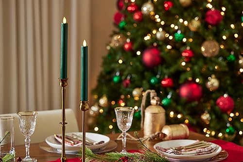 Miniatura 7 de Luminara Juego de 2 velas LED de llama móvil (1 x 9.75), vela sin llama, borde derretido, cera suave, sin perfume (verde)