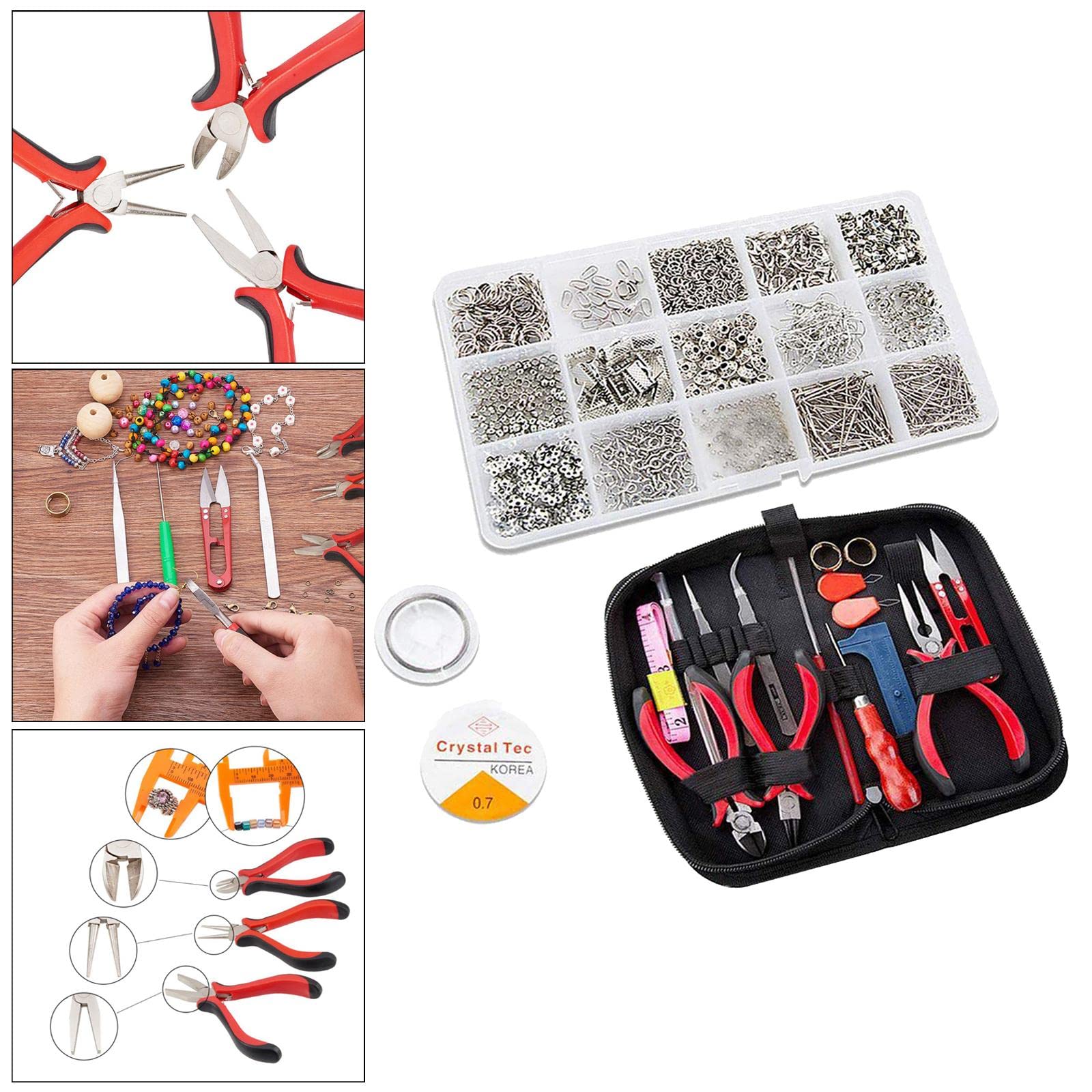Xiaojikuaipao Juego de herramientas para joyería, anillos abiertos, cierre de langosta, kit de fabricación de joyas