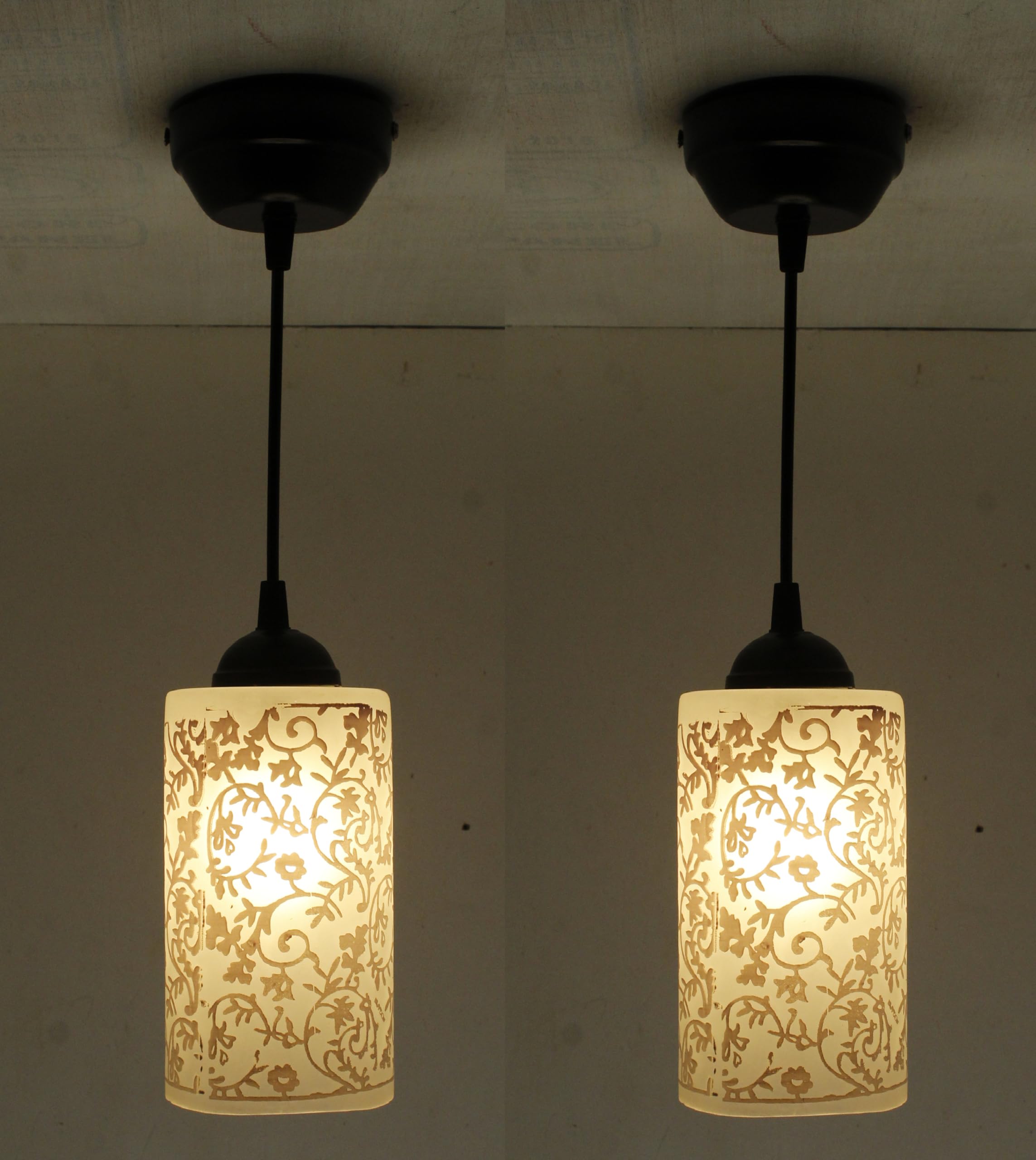 ONECYA ROYAL FANCY Glass Hanging Lights|Pendant Lighting for Kitchen Pendent Light for Home Decorative Hanging Light for Living Room Ceiling Light (Bulb Included) (Pack of 2)-image-14