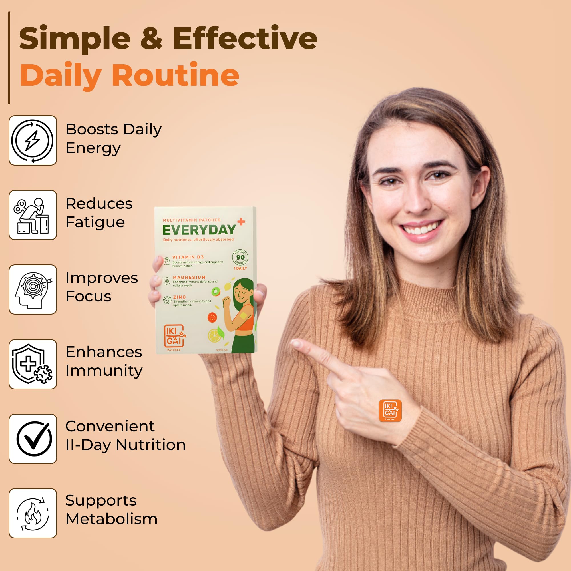 Everyday+ Patches with Vitamin D3, Magnesium, Zinc | Easy-to-Use Skin | Daily Immunity, Bone & Muscle Support | Natural absorption of supplement for better health (90 Patches) — Amazon image 4