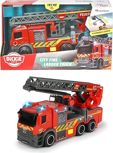 Dickie 203714023038 SOS Rosenbauer Fire Brigade Merceds Benz Cab, Light & Sound, 23 cm