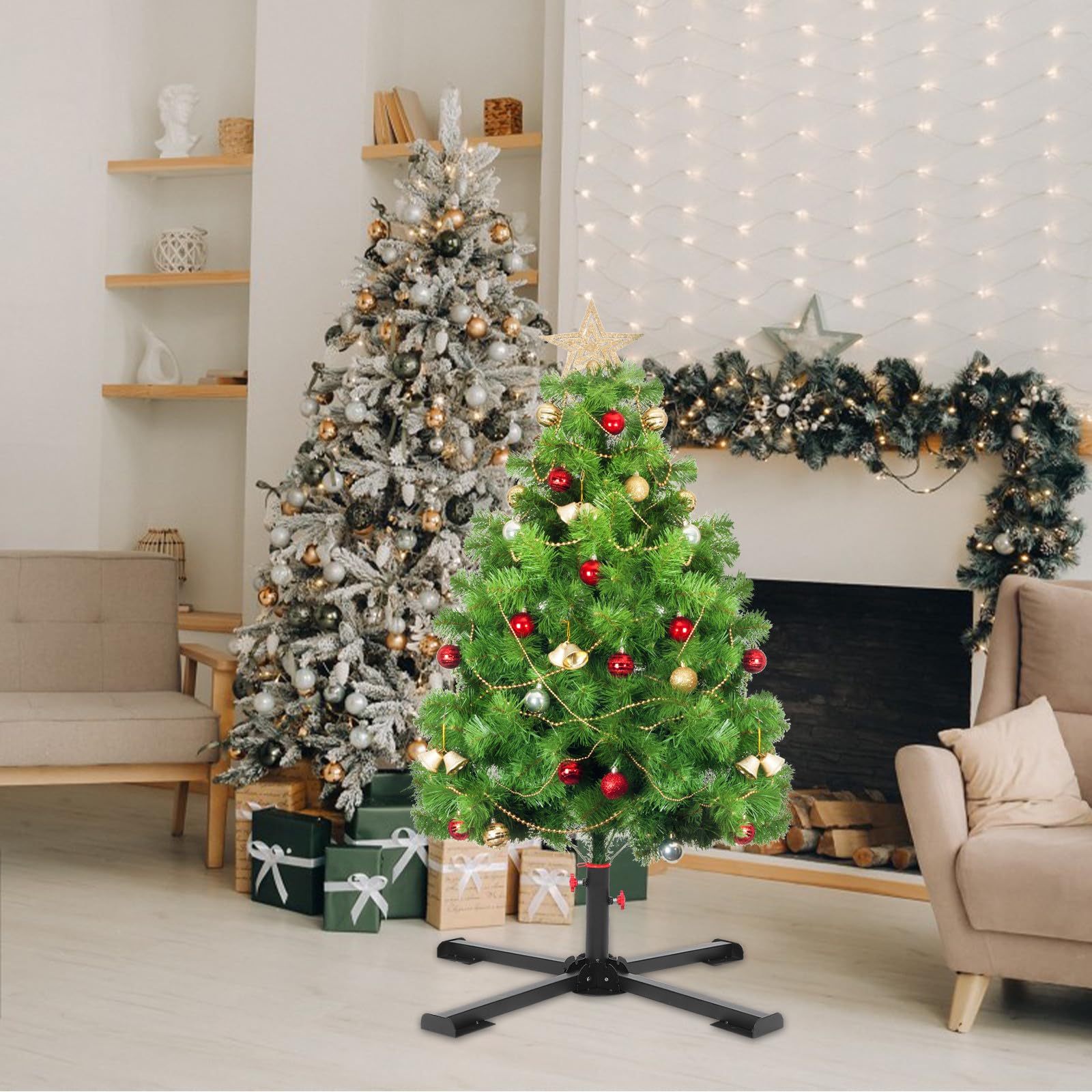 Cabilock Soporte Plegable para Árbol de Navidad, Metal, Negro, Exterior