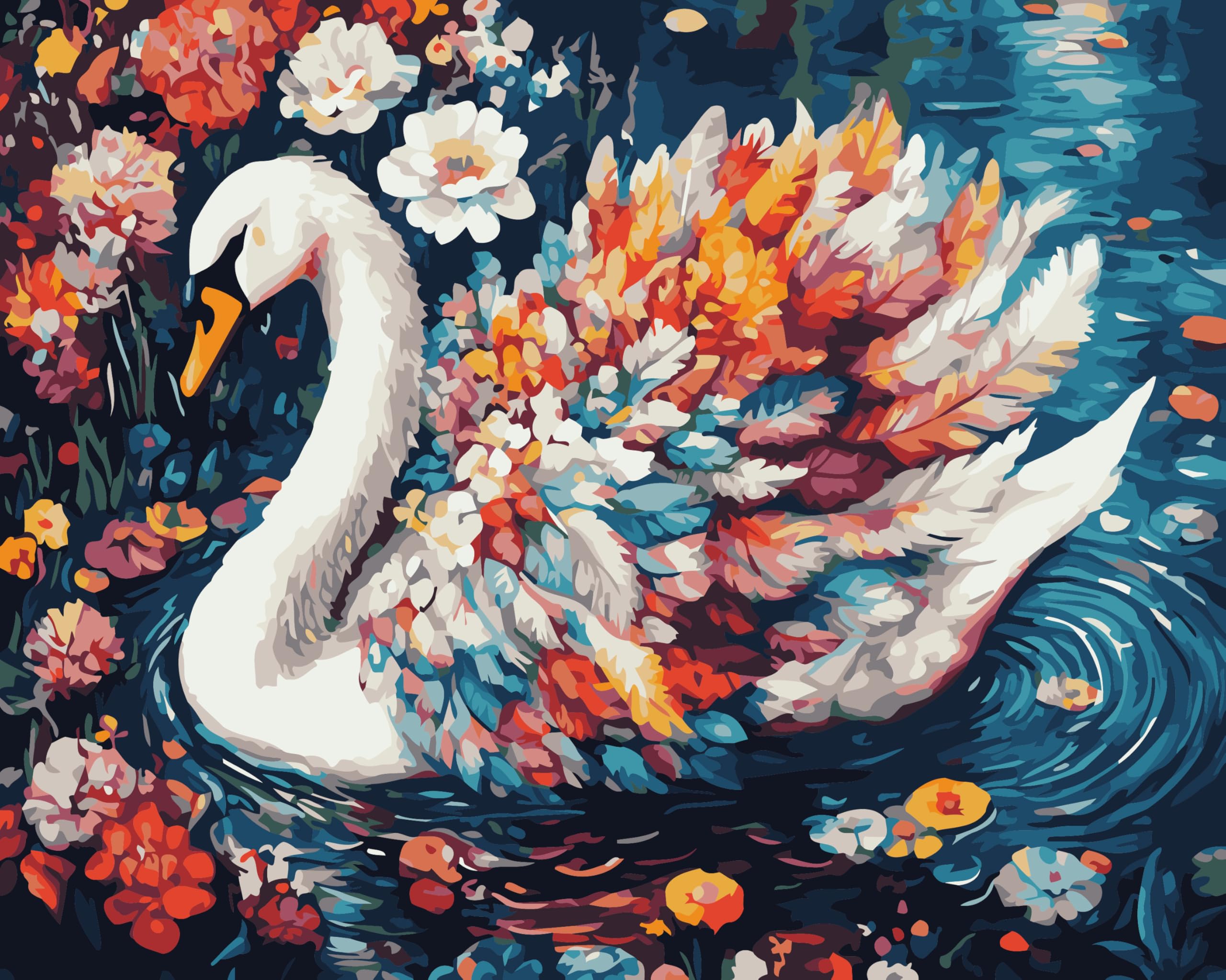 CaptainCrafts Paint by Numbers for Adults Beginner 16x20 Inch DIY Craft Art Paintings Home Wall Decor (Frameless, Flowering Swan) โ image 1