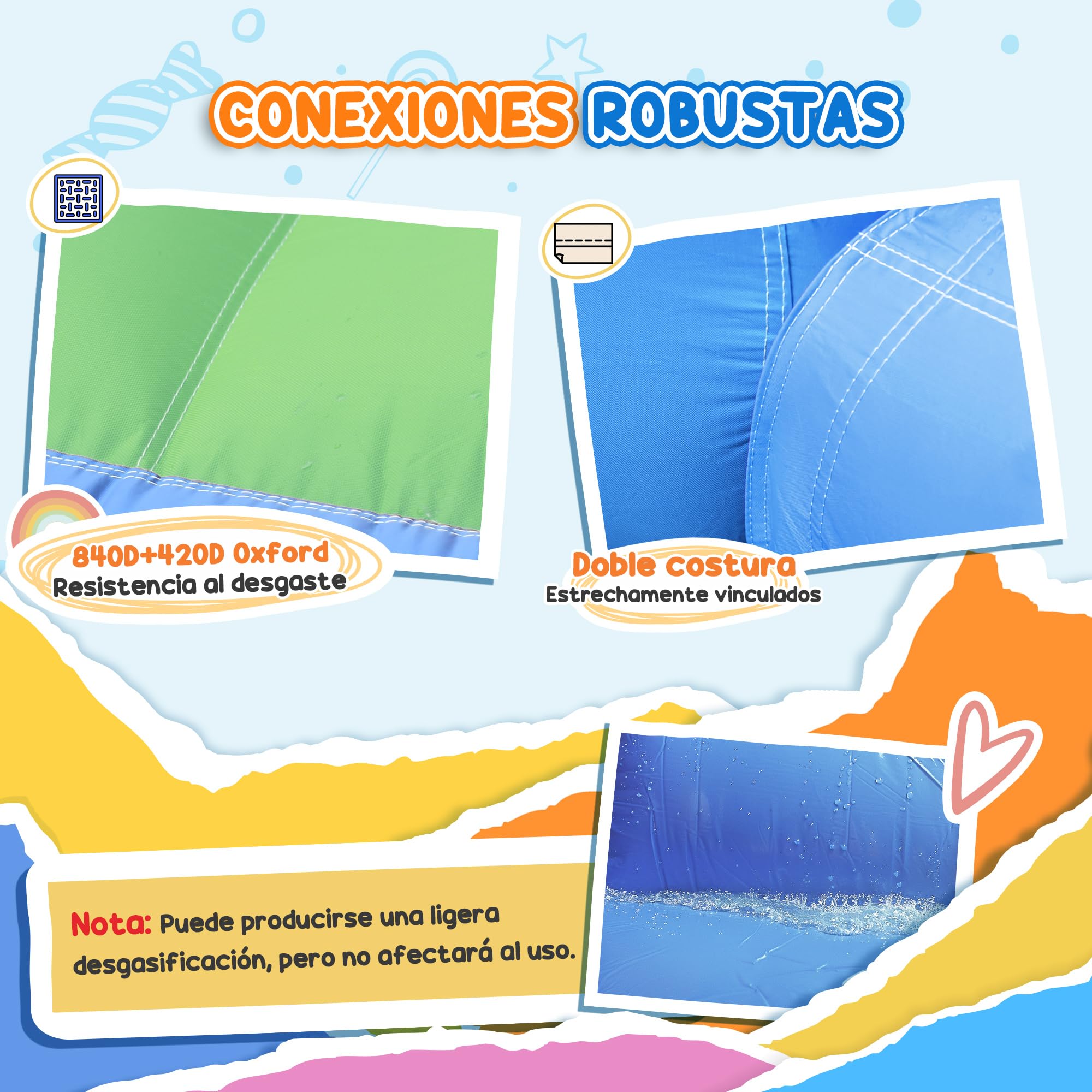 AIYAPLAY Castillo Hinchable con Soplador 4 en 1 Castillo Inflable para Niños con Tobogán Foso de Bolas Canasta y Bolsa de Transporte para Exterior Interior 415x205x190 cm