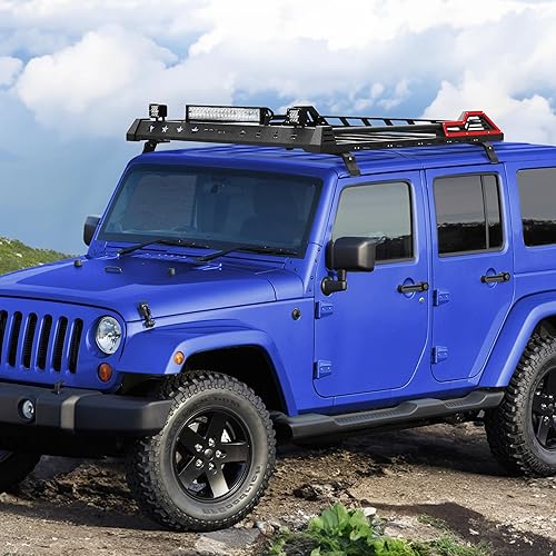 Miniatura 6 de Portaequipajes de techo rígido con luces LED para Jeep Wrangler JK JL 4 puertas 2007-2023